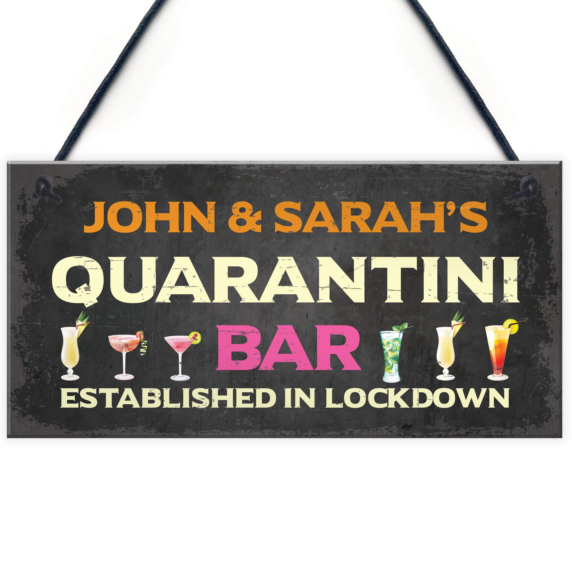 Red Ocean Personalised Quaratine Funny Home Bar Sign Cocktail Martini Gifts Bar Decor Alcohol Gifts