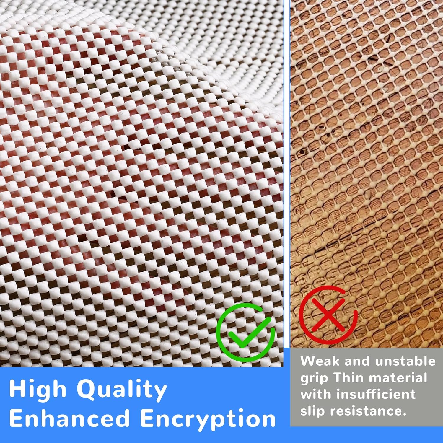 Non Slip Rug Pad Gripper 9X12 FT for Hardwood Floors, Eco-Friendly Anti Skid Mat Under Area Rugs, Keeps Rugs Safe and Flat, Odorless Cushioned Pad for Floor Protection, Easy to Trim Multi-Use Mat