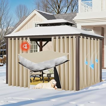 RYB HOME Outdoor/Indoor Thermal Insulated Curtains for Summer Blackout