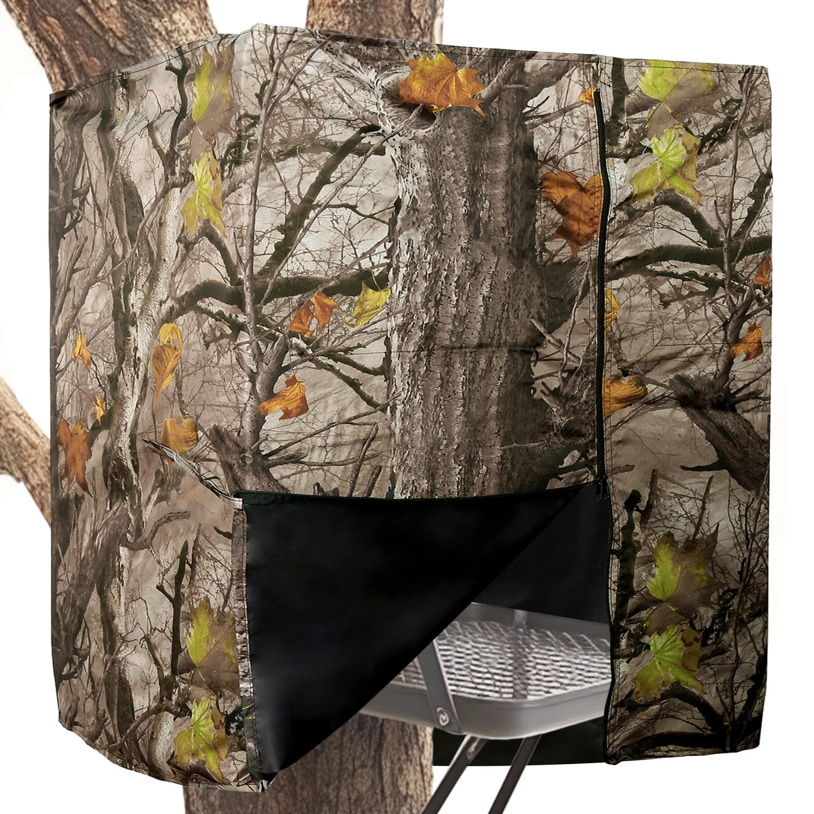 PUNCHMAN Tree Stands Hunting Blind - Camo Deer Hunting Blinds,Waterproof Deer Blind for Hunting Tree Stands,Ladder Stand Blind Kit with Zippe and Inner Storage Pocket,Deer Hunting Accessories for Men