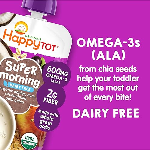 Miniatura 5 de Happy Tot Organics Super Morning Stage 4 - Alimento sin lácteos, con leche de coco y avena de Apple Acai + Super Chia, bolsa de 4 onzas (paquete de
