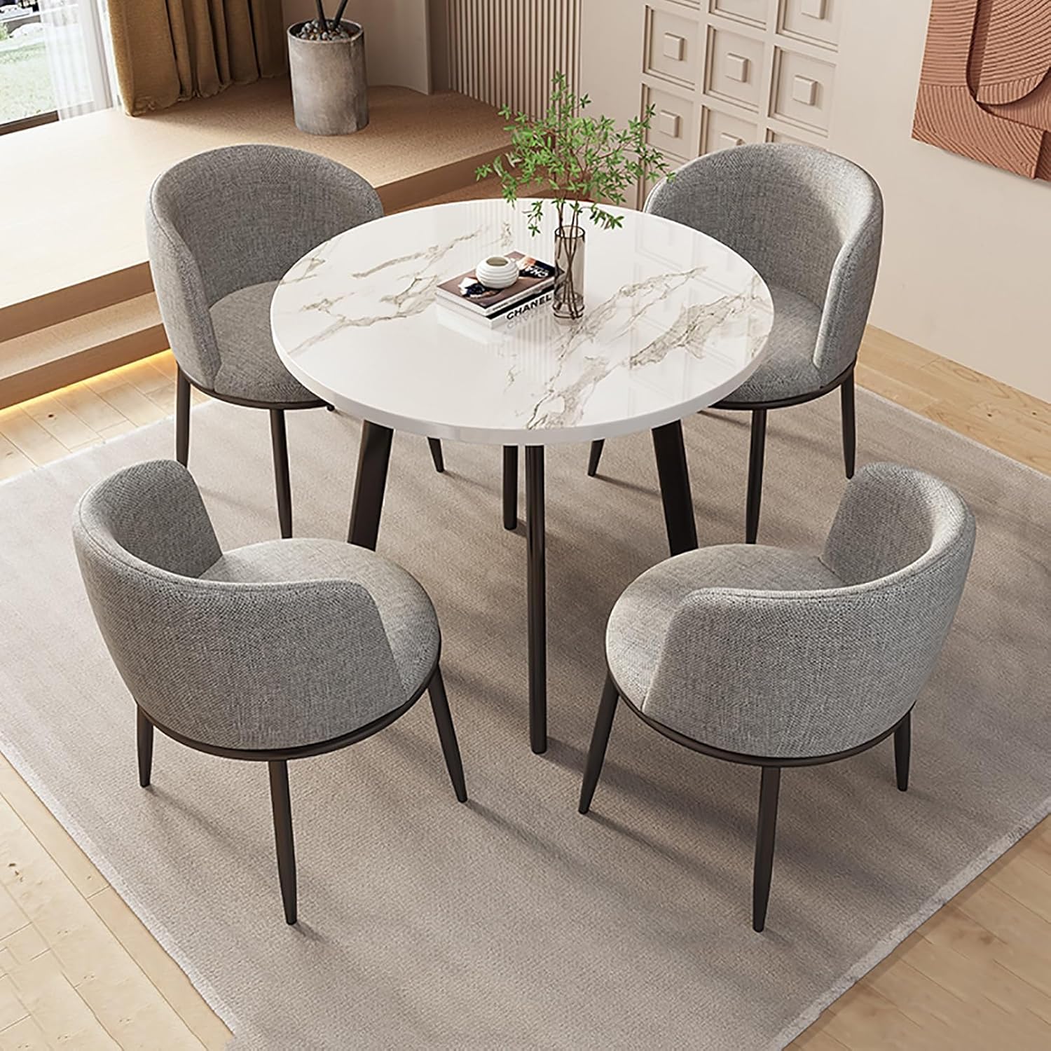 YHKJLYH Round Table with 4 Chairs, Coffee Table and Chair