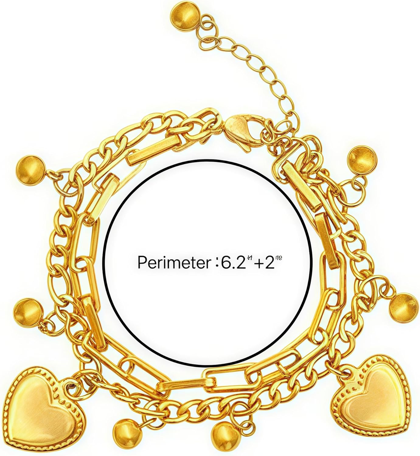 Double Layer Heart Bracelet Fade Resistant Adjustable Elegant Style - Image 5