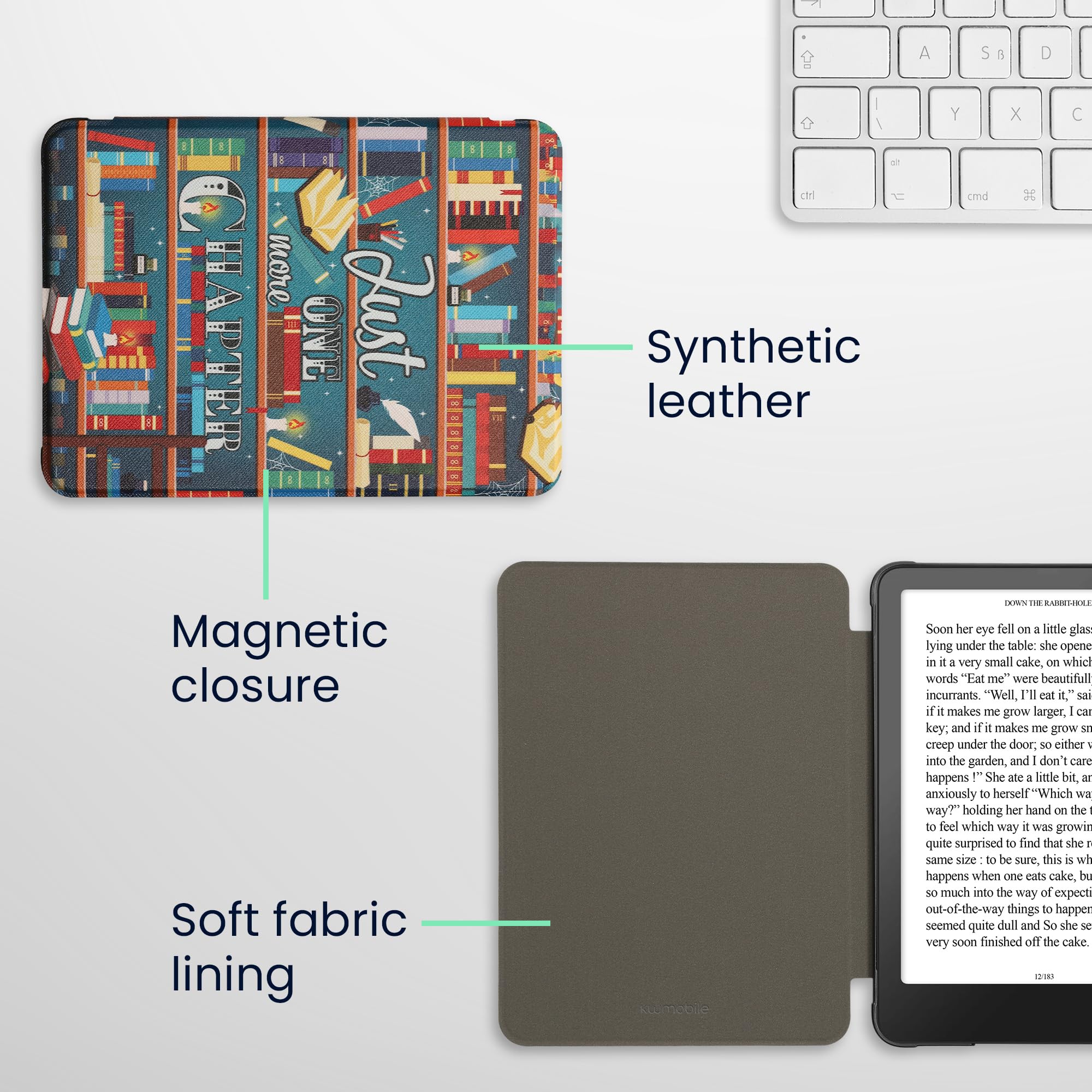kwmobile Étui Compatible avec Amazon Kindle Paperwhite (2024)/Colorsoft Coque - Étui à Rabat magnétique Tablette eReader Similicuir - Multicolore