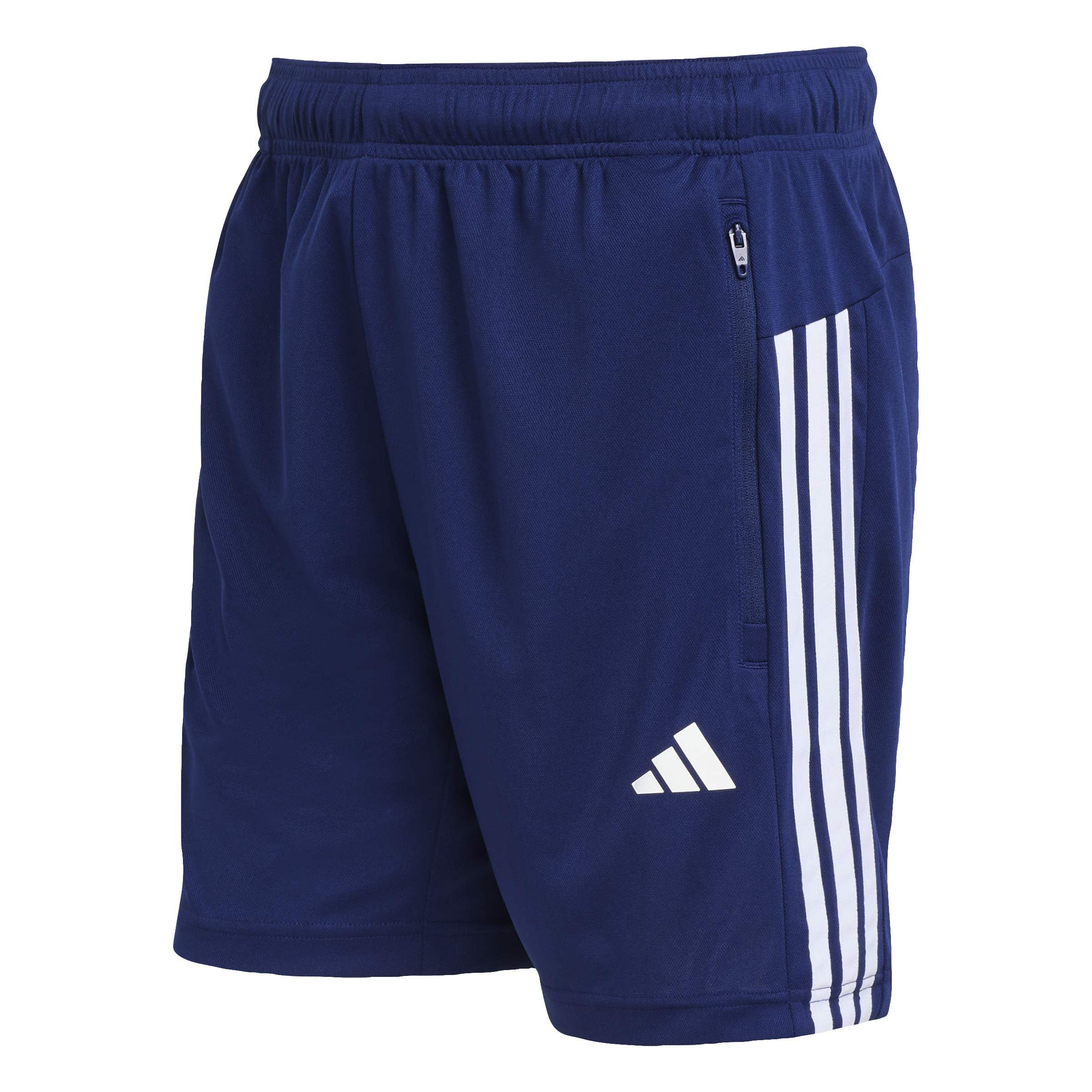 adidas Men's Workout Essentials Base 3-Stripes Pique Short 7Inch Shorts, Dark Blue/White, 4XL