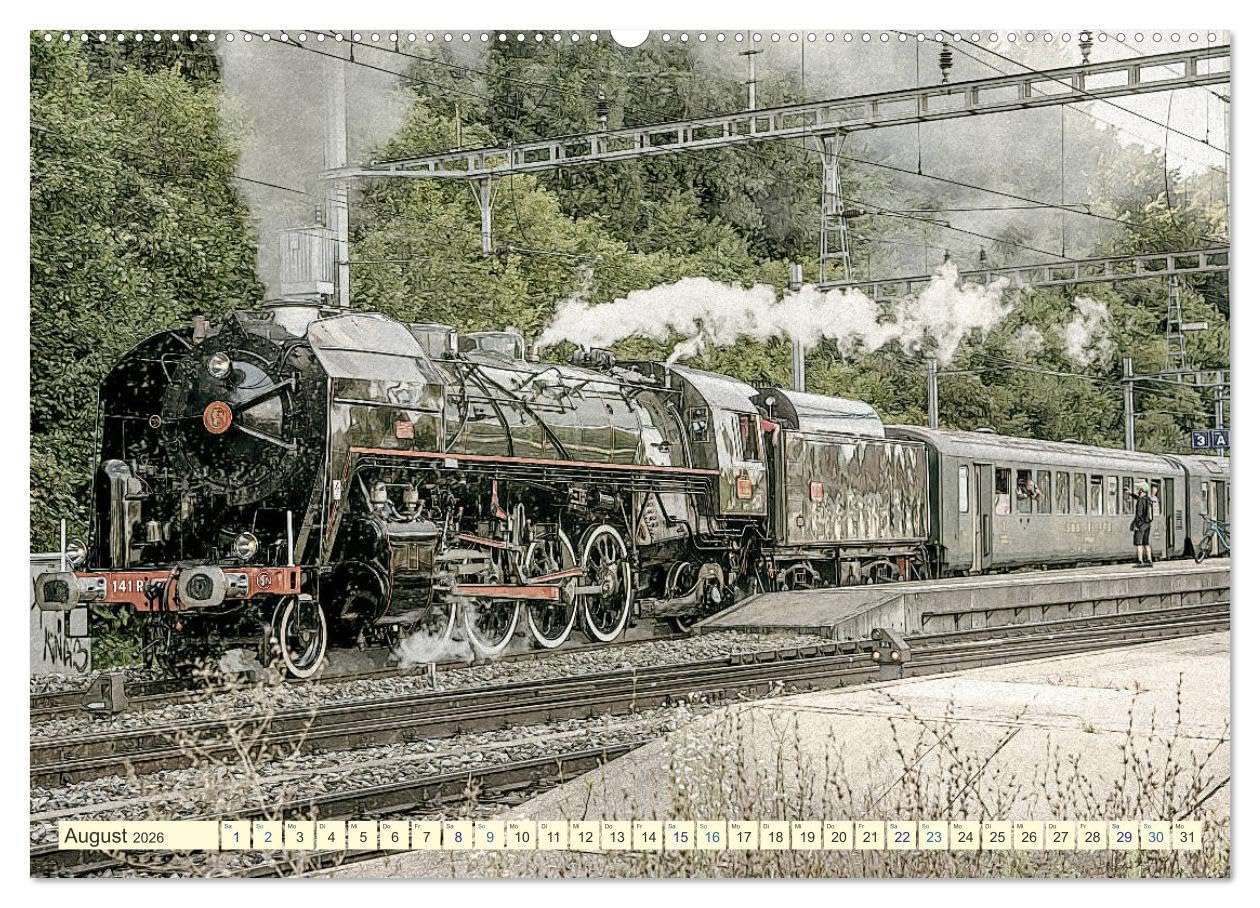 Dampfloks - eindrucksvolle Lokomotiven (hochwertiger Premium Wandkalender 2026 DIN A2 quer), Kunstdruck in Hochglanz: Dampfloks für Lokfans (CALVENDO Mobilitaet)