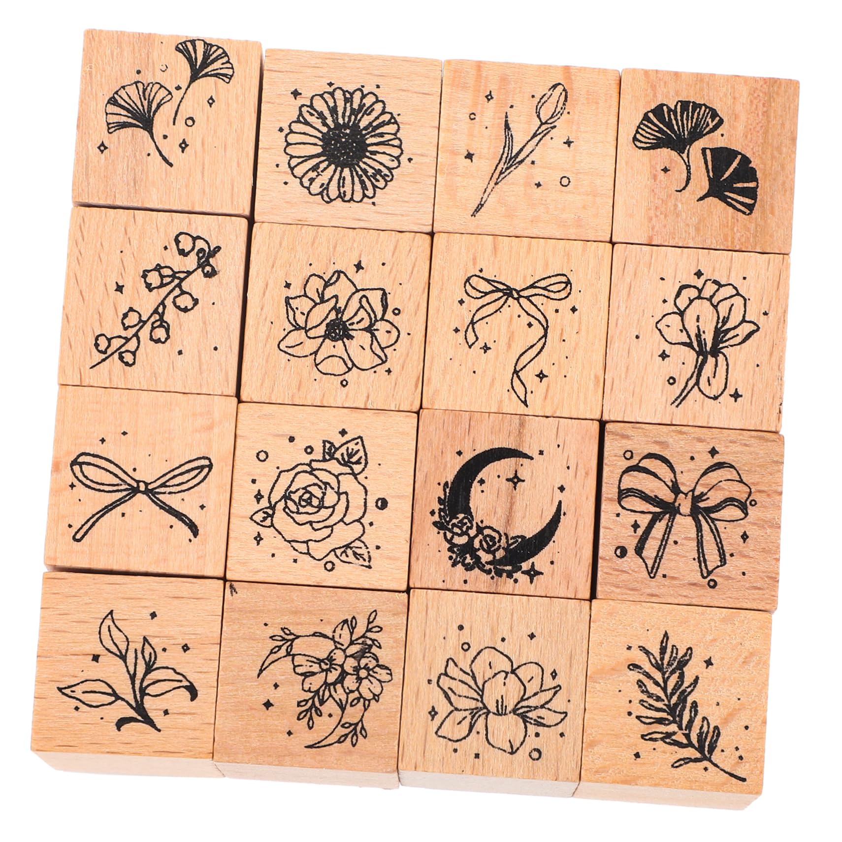 OSALADI 3 Sätze Kinderstempel Grün Pads Blumen Benutzerdefinierte Briefmarken Namensstempel Für Zeitschriftenstempel Personalisiert Chocolate Hölzern 16 Stück * 3