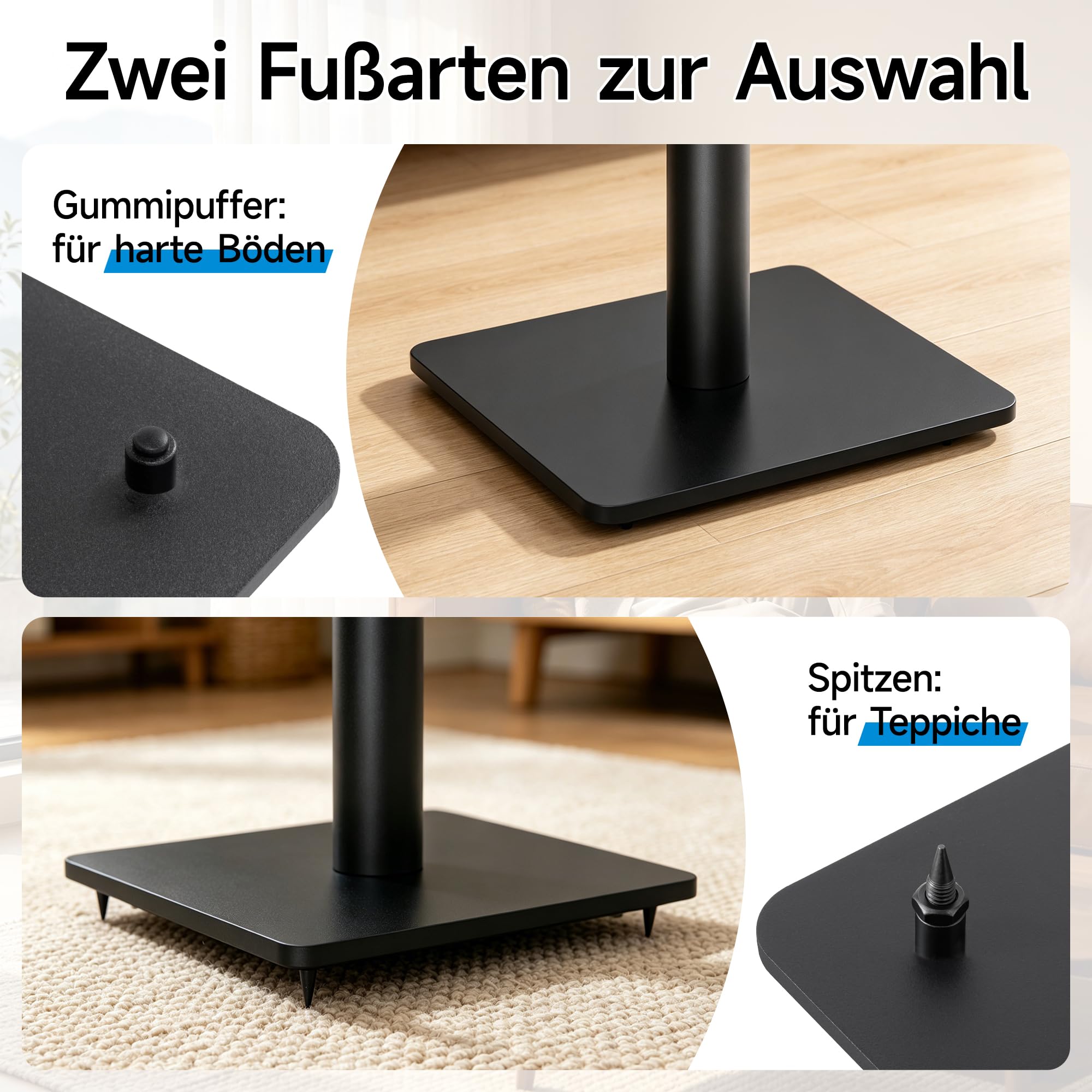 Lautsprecherständer 72-102CM Höhenverstellbarer, Universal, Schwarz | Boxenständer,mit Kabelmanagementsystem,Bodenlautsprecherständer,Kompatibel mit Einer Vielzahl von Lautsprechermodellen,Metall