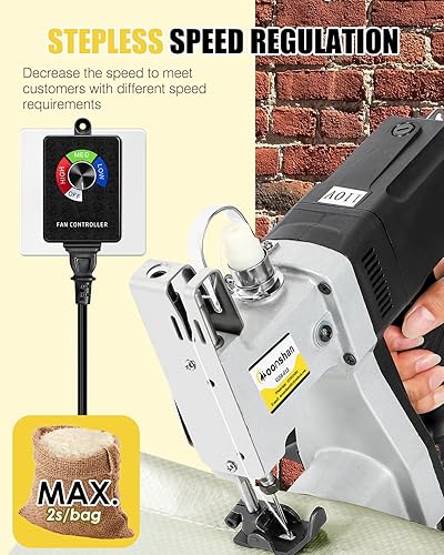 Miniatura 3 de Máquina de coser portátil de bolsas de velocidad y cierre de bolsas, aleación de aluminio de 6.4 libras de tela tejida y no tejida automática y