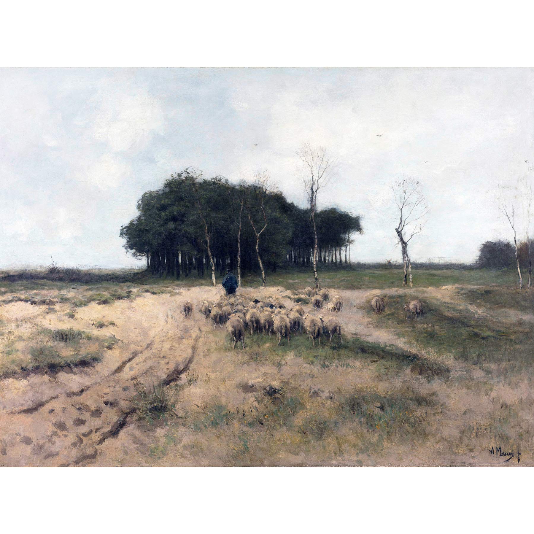 Artery8 Anton Mauve On The Heath Near Laren Sheep Painting Premium Wall Art Canvas Print 18X24 Inch