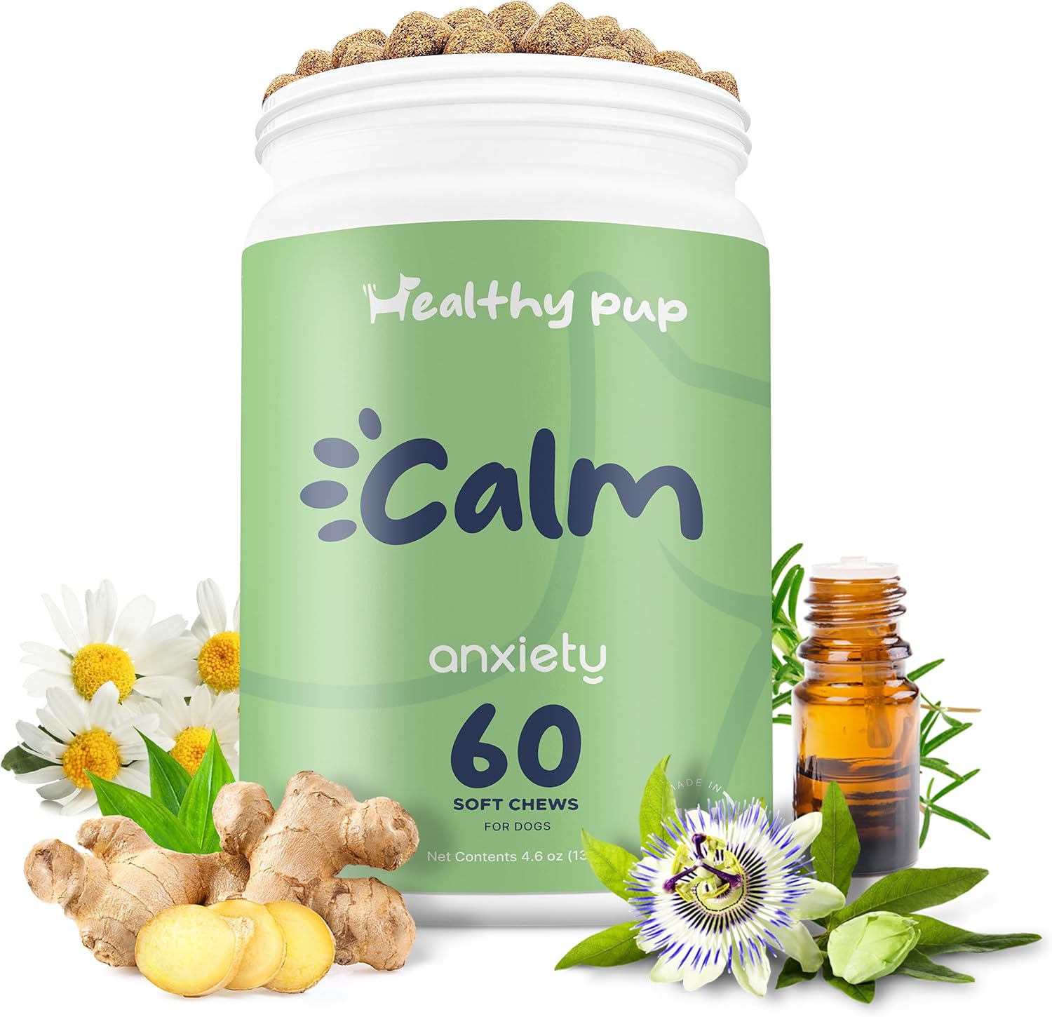 Healthy Pup Calming Chews for Dog Anxiety Relief - 60 Soft Treats
