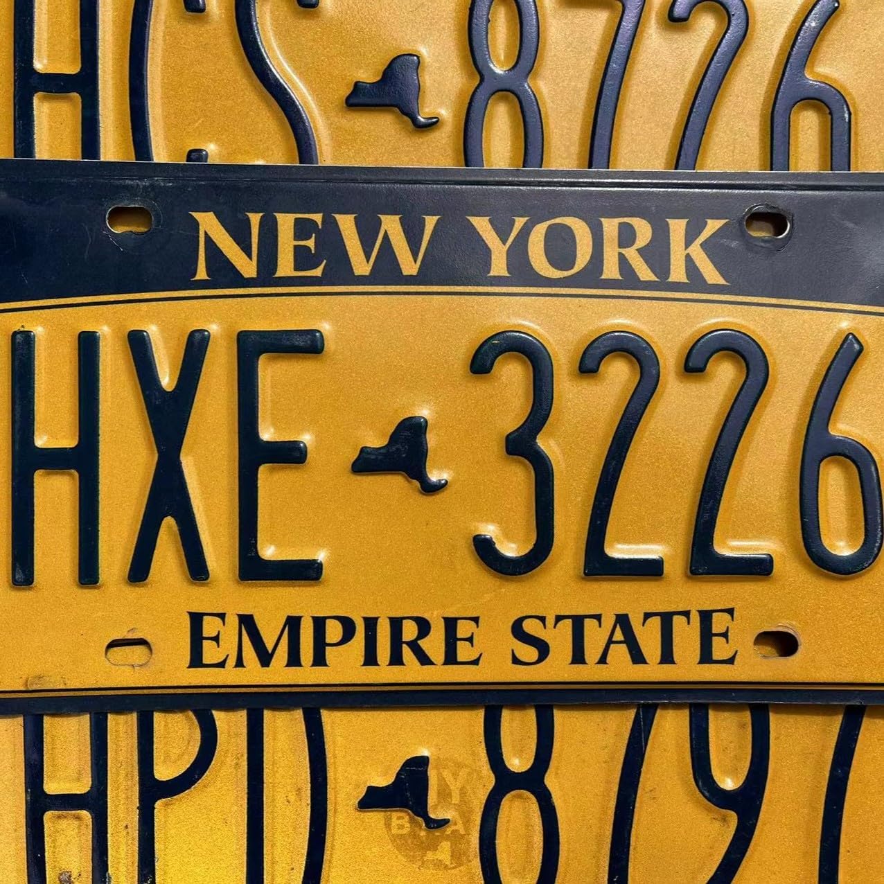 Authentic New York License Plate Tag. Various Designs - Yellow Empire State, Statue of Liberty, Excelsior, Niagara Falls. Great for Decoration, Garages, Unique Gifts, Man Caves. (Yellow)