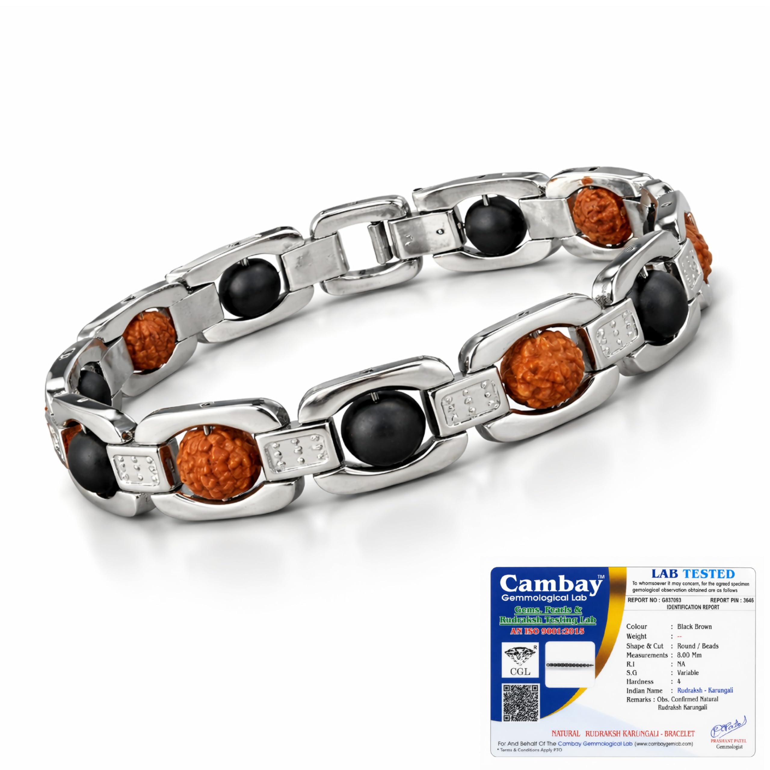 Authentic Karungali Rudraksha Bracelet for Men & Women | Premium Silver Finish Spiritual Bracelet | Original Karungali Wood & Natural Rudraksha Beads | Meditation, Protection & Positive Energy | Authenticity Certificate & 1 Year Warranty-image-45