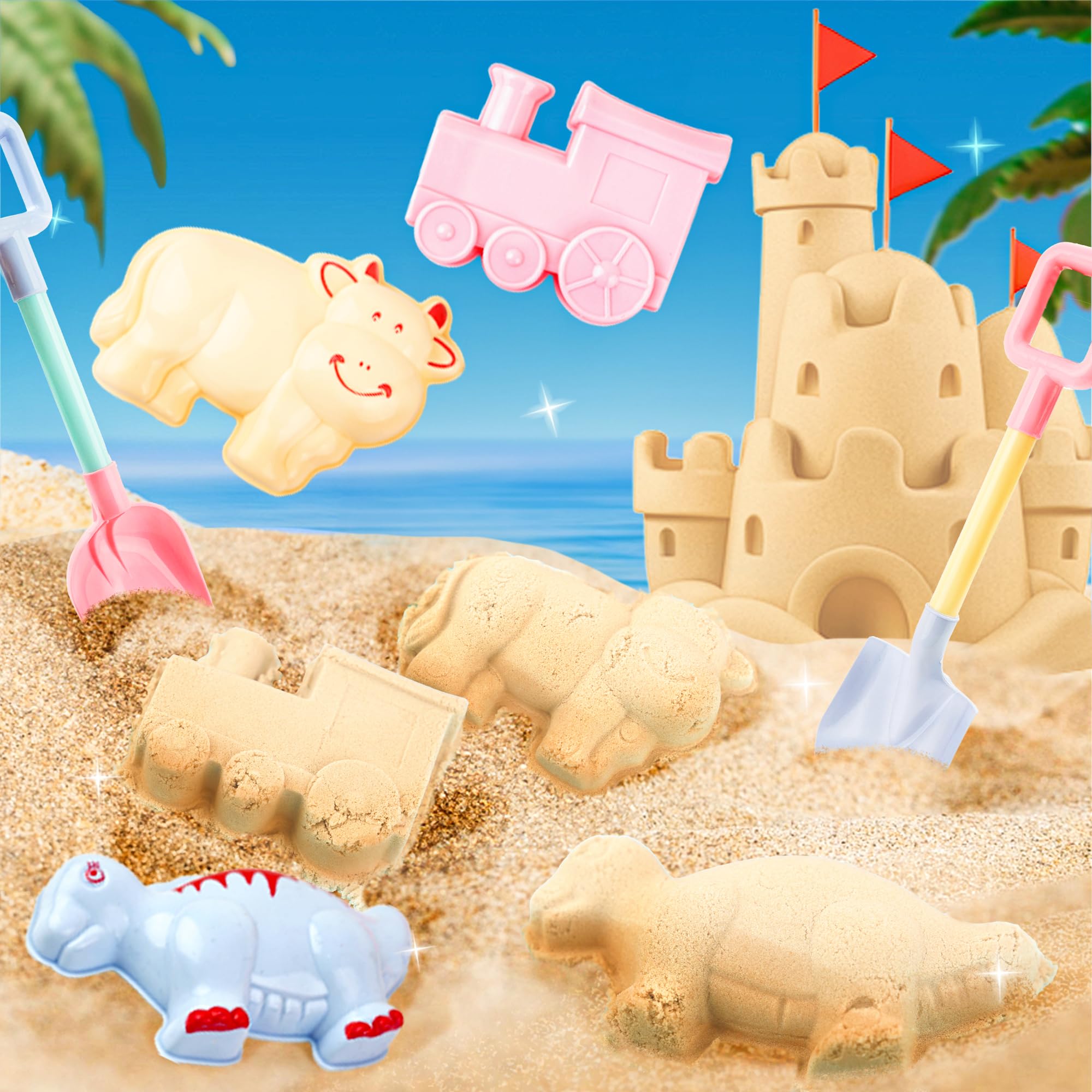 BELLOCHIDDO Beach Toys - Beach Dump Truck Kids Sand Toys with Sand Truck, Bucket, Shovel, Molds, Toddler Sandbox Toys for Boys & Girls