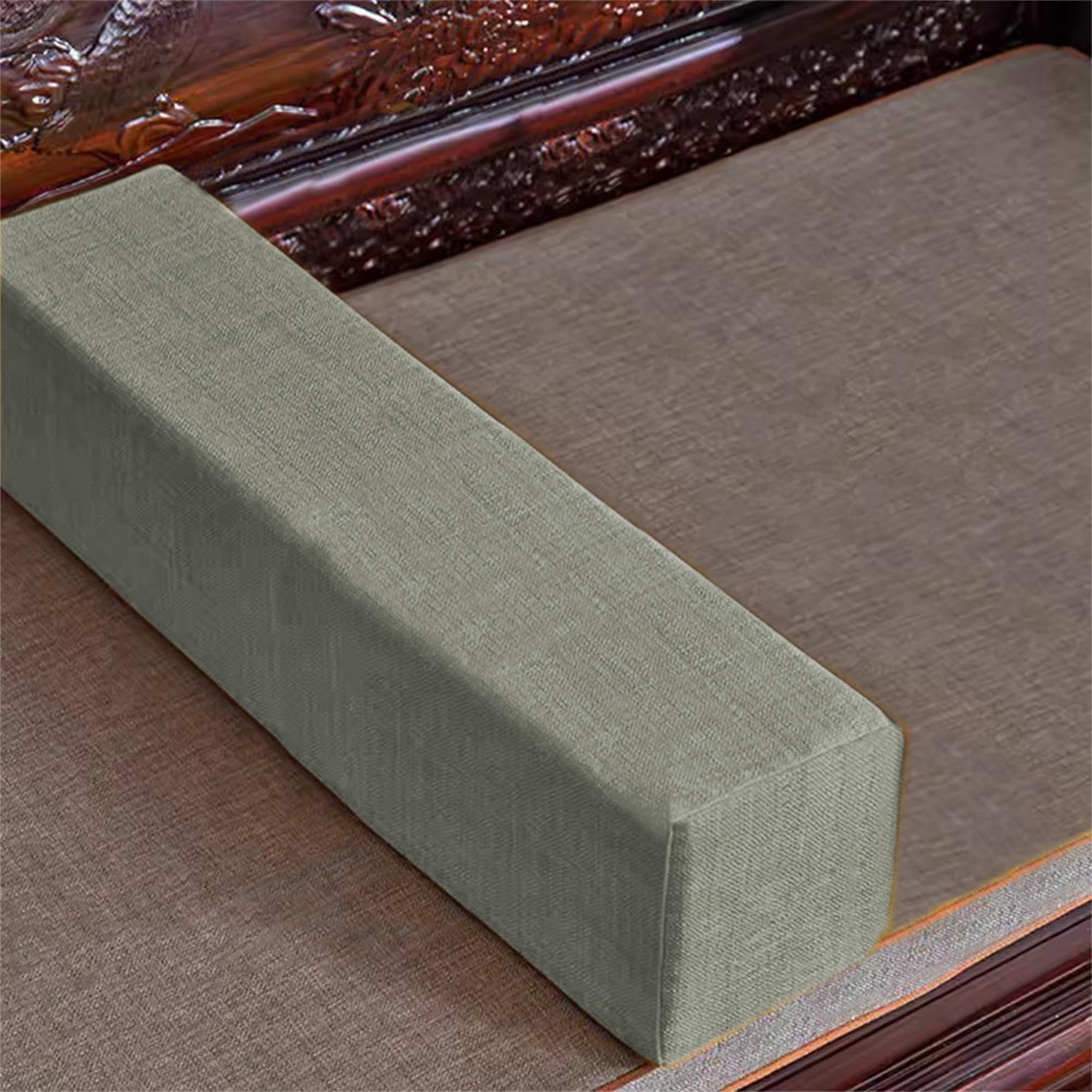 Cojín de apoyo para reposabrazos de sofá de tamaño personalizado, rellena el espacio entre la cabecera y el colchón, almohada de apoyo lumbar lavable (200 x 25 x 18 cm, gris)