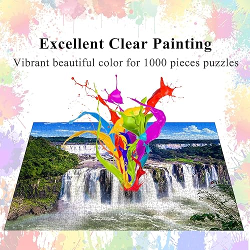 Miniatura 4 de HUADADA Rompecabezas para adultos de 1000 piezas, cascadas de Iguazú entrelazan perfectamente con letra en la parte posterior sin polvo, decoración