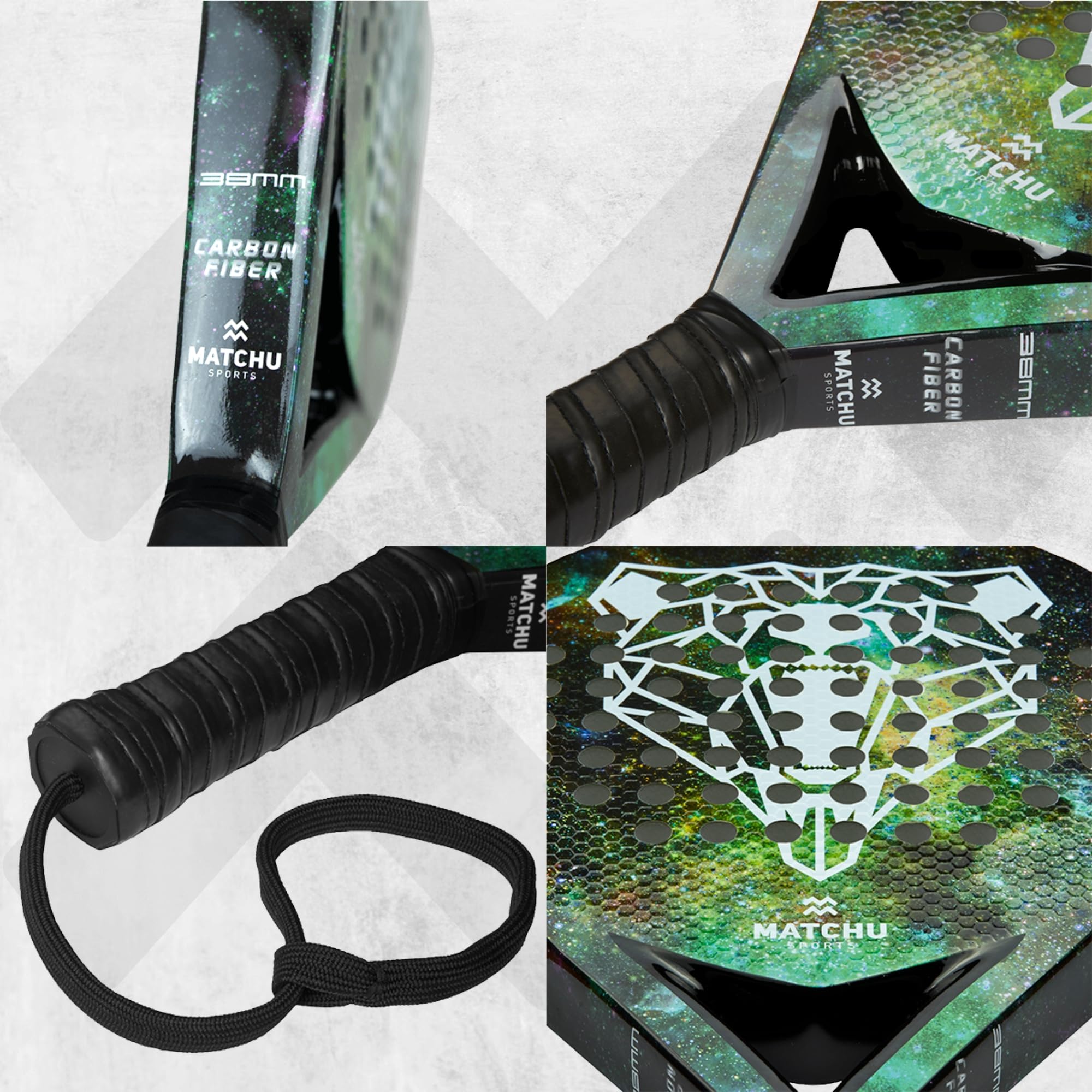 MATCHU - Pala de Pádel + Bolsa de Pádel - (3K/18K) 100% Carbono - Tecnología de Agarre 3D - Niños y Adultos - Principiantes y Jugadores Experimentados