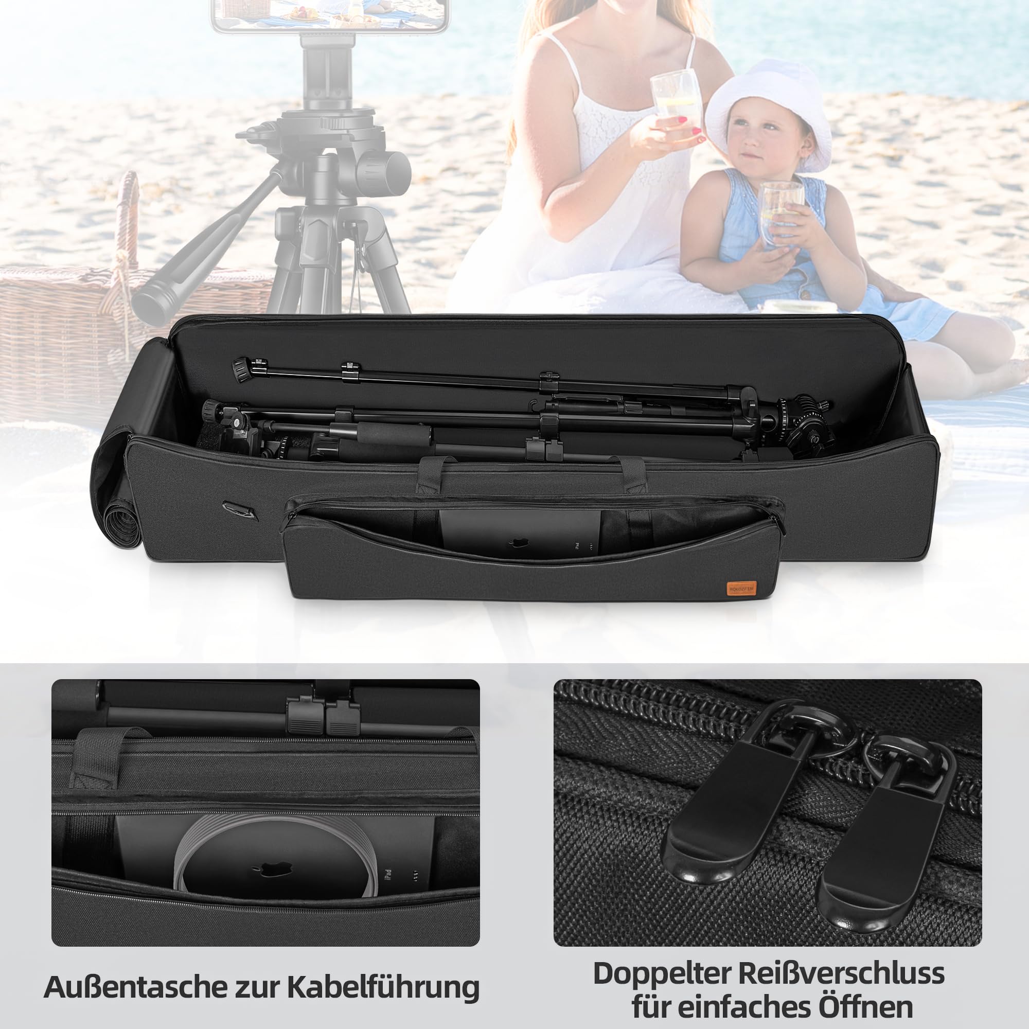 80CM Stativtasche, Multifunktionale Lichtständer Tragetasche mit gepolstertem Schutz, Schultergurt und Griffen, Wasserabweisende Stativtasche für Kamera, Mikrofonständer, Beleuchtungs
