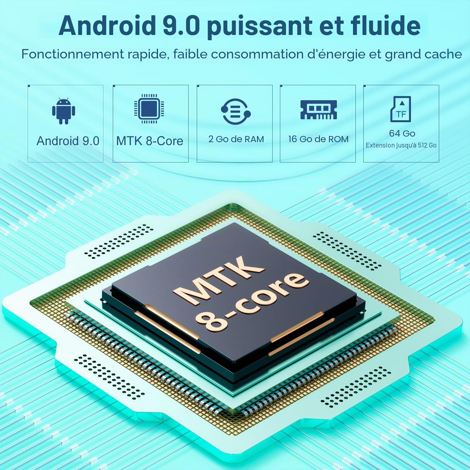 Lecteur MP3 avec Bluetooth et WiFi, Oilsky 80GB 4'' Android 9.0 Lecteur de Musique, MP4 à écran Tactile 1080P, Mp3 Portable avec Spotify, Audible, Deezer (Cyan)
