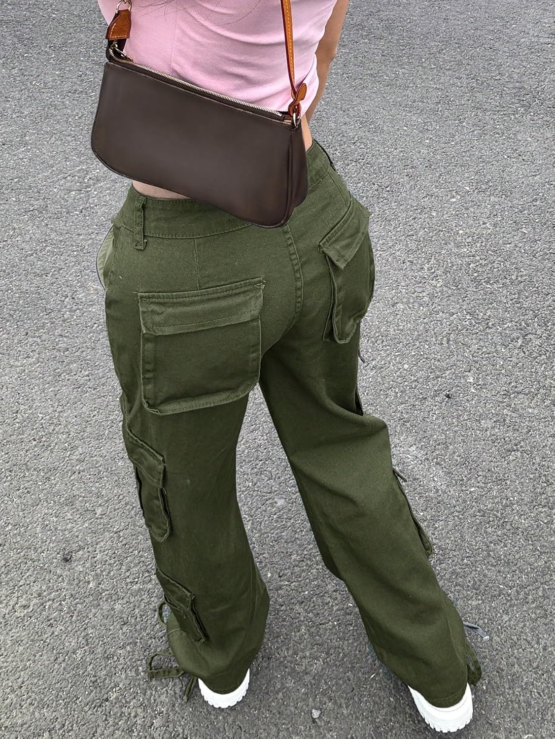 Cargo Pants for Women with Multiple Pockets Low Rise Streetwear Boyfriend Denim Jeans Straight Leg Sweatpant - Image 7