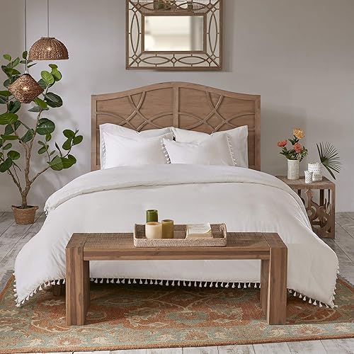Madison Park 100% Cotton Duvet Set, Modern Lifestyle Design - All Season, Breathable Comforter Cover Bedding, Matching Shams, Lillian, Tassel Ivory Twin/Twin XL(68"x90") 2 Piece