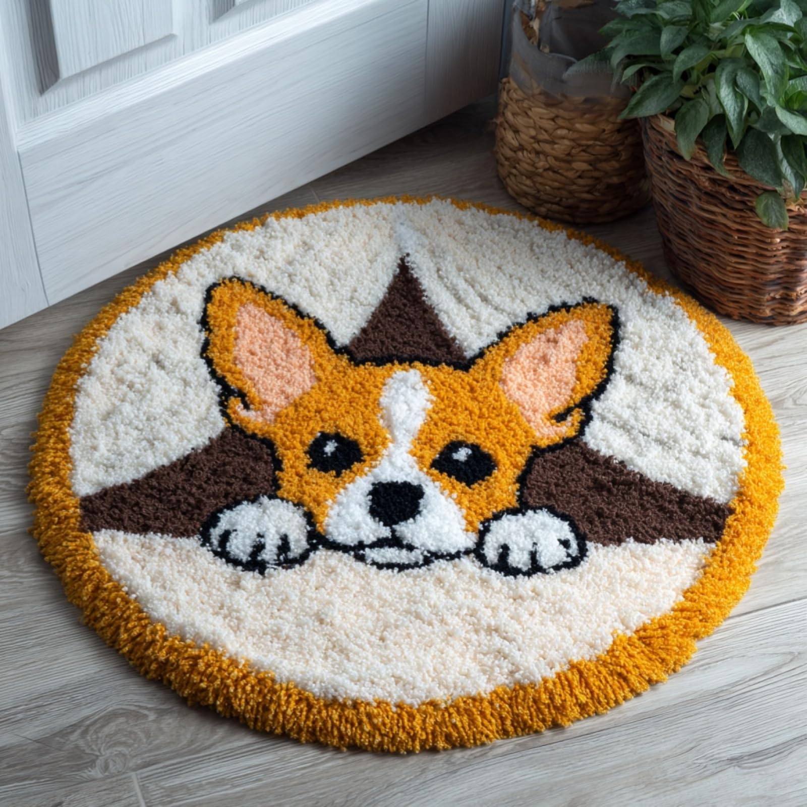 WallustrioaW DIY Tapestry Carpet Rug Making for Adults,Chihuahua,Crochet Kit for Beginners,Carpet Making Set with Printed Canvas,Gift,50x50cm