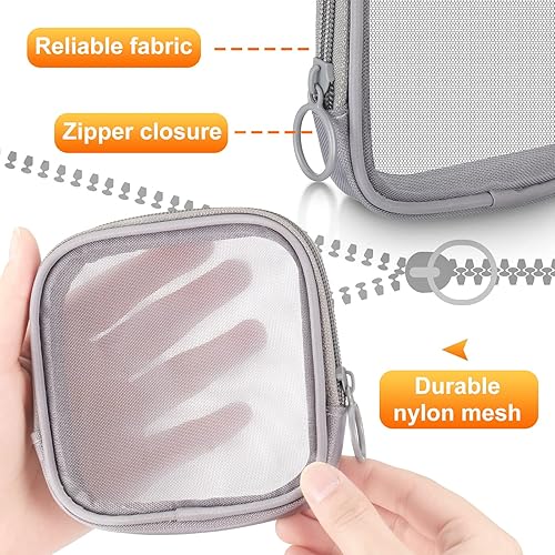 Miniatura 9 de 4 bolsas de maquillaje de malla para cosméticos, bolsa de aseo de viaje con cremallera, mini bolsa portátil para maquillaje y artículos de aseo de