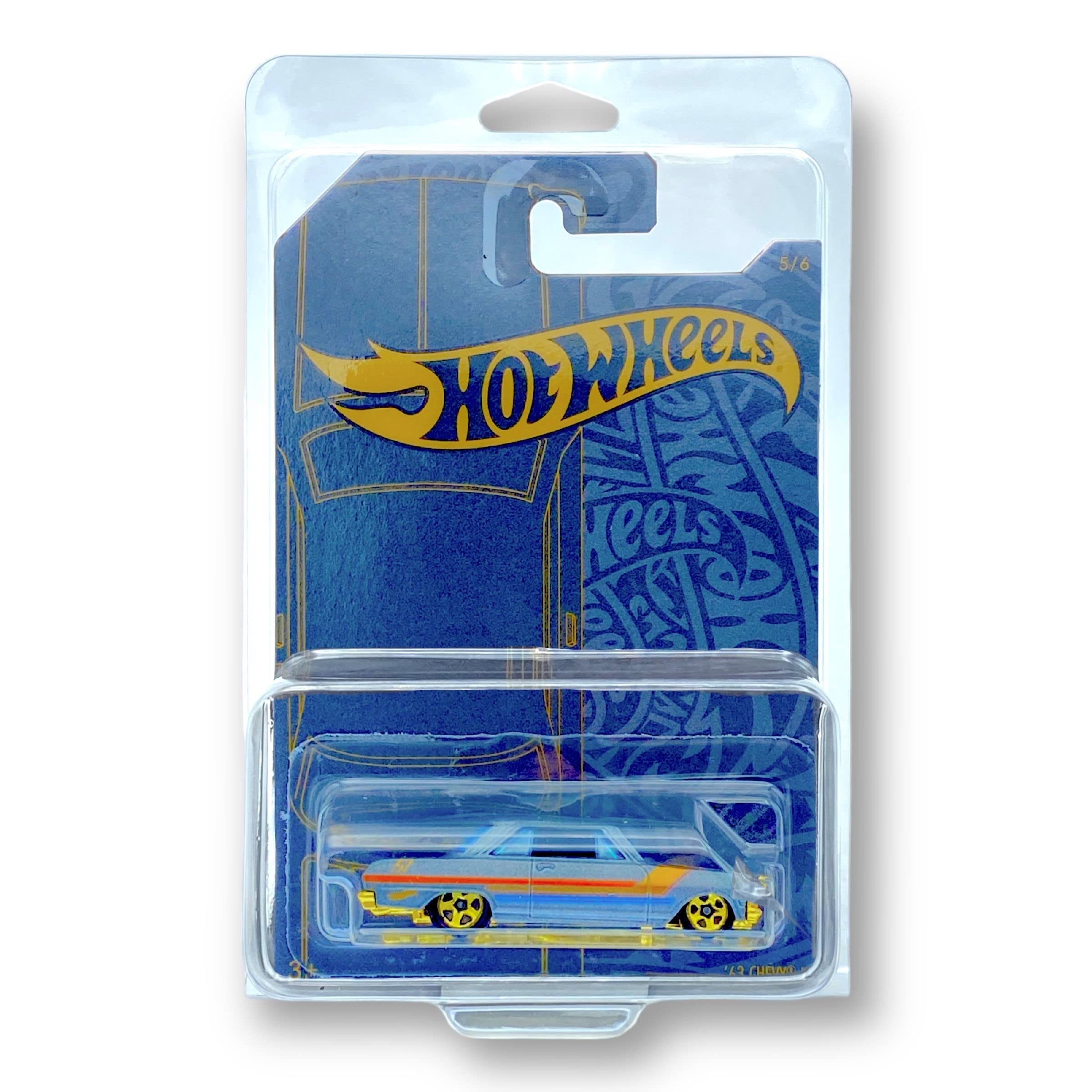 Hot Wheels '63 Chevy II (Satin Grey & Gold Chrome) - 5/7-51st Anniversary 2019 - (Long Card) - COMES IN A KLAS CAR KEEPER PROTECTIVE COLLECTORS CASE - GHN99