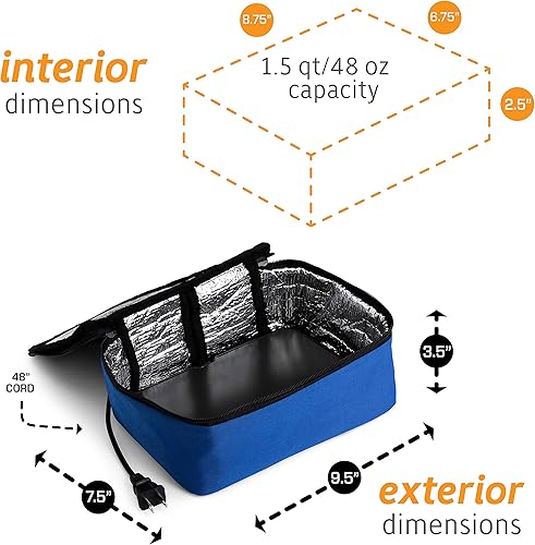 Miniatura 3 de HOTLOGIC Mini lonchera eléctrica portátil, calentador de alimentos con recipiente de vidrio, calentador de alimentos y lonchera calentada para