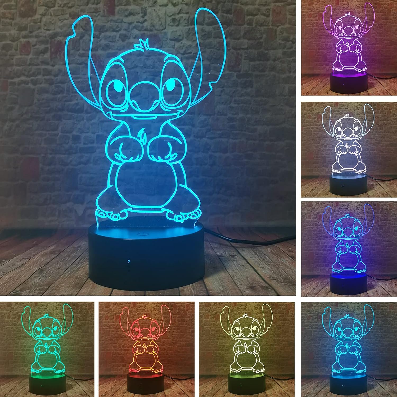 Fanrui Children Anime Animals Stitch - Cartoon Stitch - 3D Cute Kawaii Figure Action Lovely 16 Colors Change IR Remote Night Lights Home Boys Room Decor Child Kids Friend Xmas Birthday Holiday Gifts