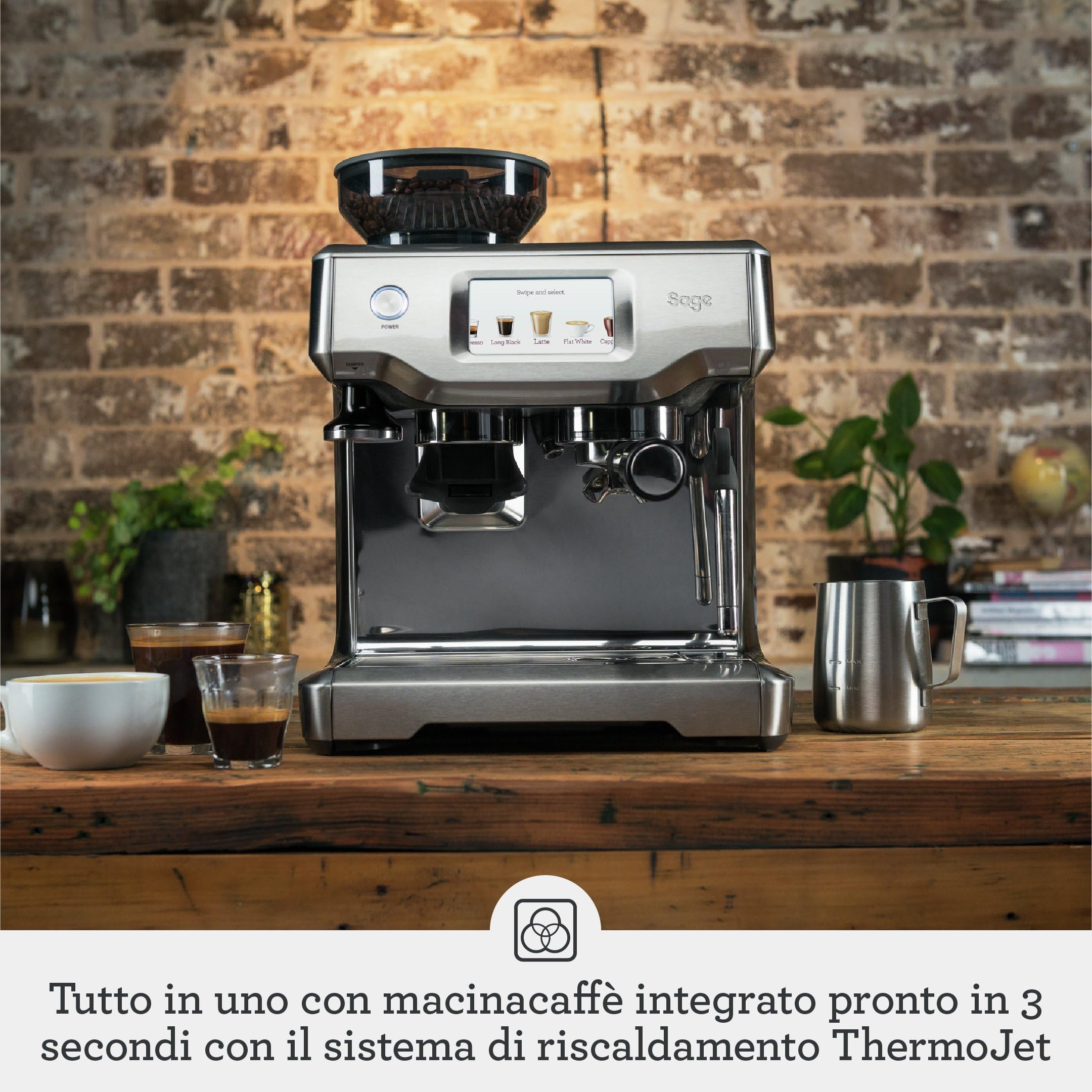 Sage - The Barista Touch - Macchina per Caffè in Grani con Montalatte Automatico - Tartufo Nero