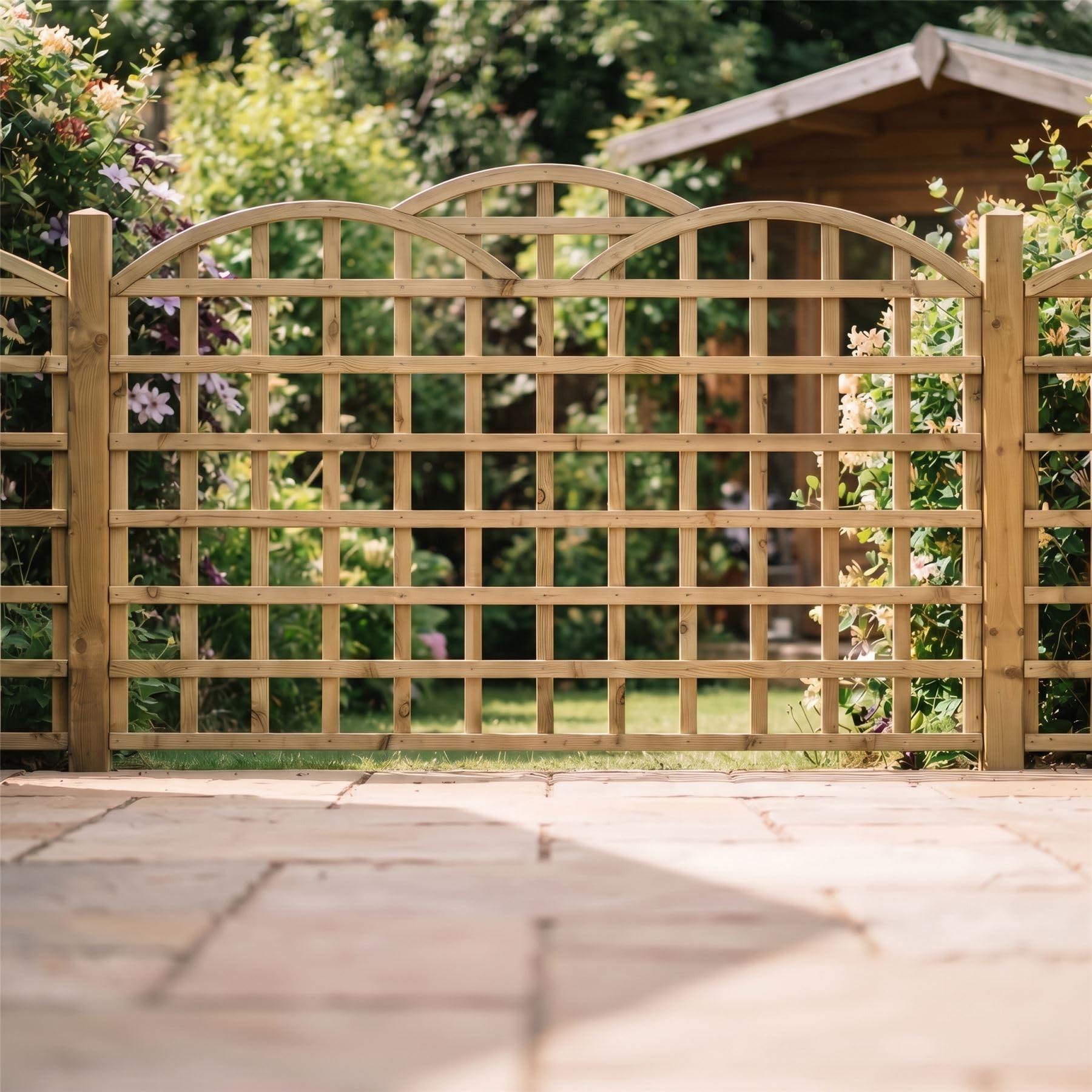 Fence Trellis Topper, 6ft x 3ft Standard Triple Dome Wooden Panel (4 Pack) | Decorative, Easy to Install, Pressure Treated, Create Privacy & Screening, for Climbing Plant Support, Fencing & Boundaries