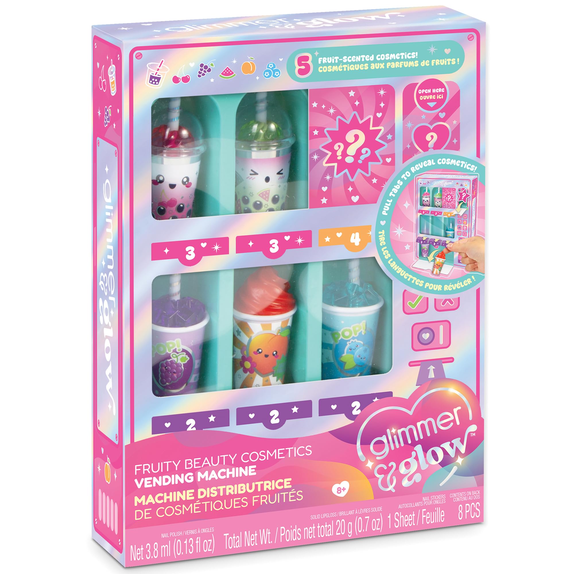 Make It Real Glimmer & Glow Fruity Beauty Vending Machine Lip Gloss Set