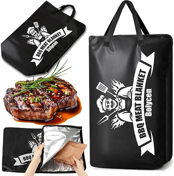 Upgraded BBQ Blanket for Resting Meat,Smoker Accessories Brisket Blanket, Insulated Meat Resting Bag with Wide Mouth for Steaks/Pork Shoulders/Turkeys, BBQ Accessories Grilling Gifts for Men (21inch)