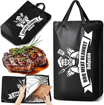 Upgraded BBQ Blanket for Resting Meat,Smoker Accessories Brisket Blanket, Insulated Meat Resting Bag with Wide Mouth for Steaks/Pork Shoulders/Turkeys, BBQ Accessories Grilling Gifts for Men (21inch)