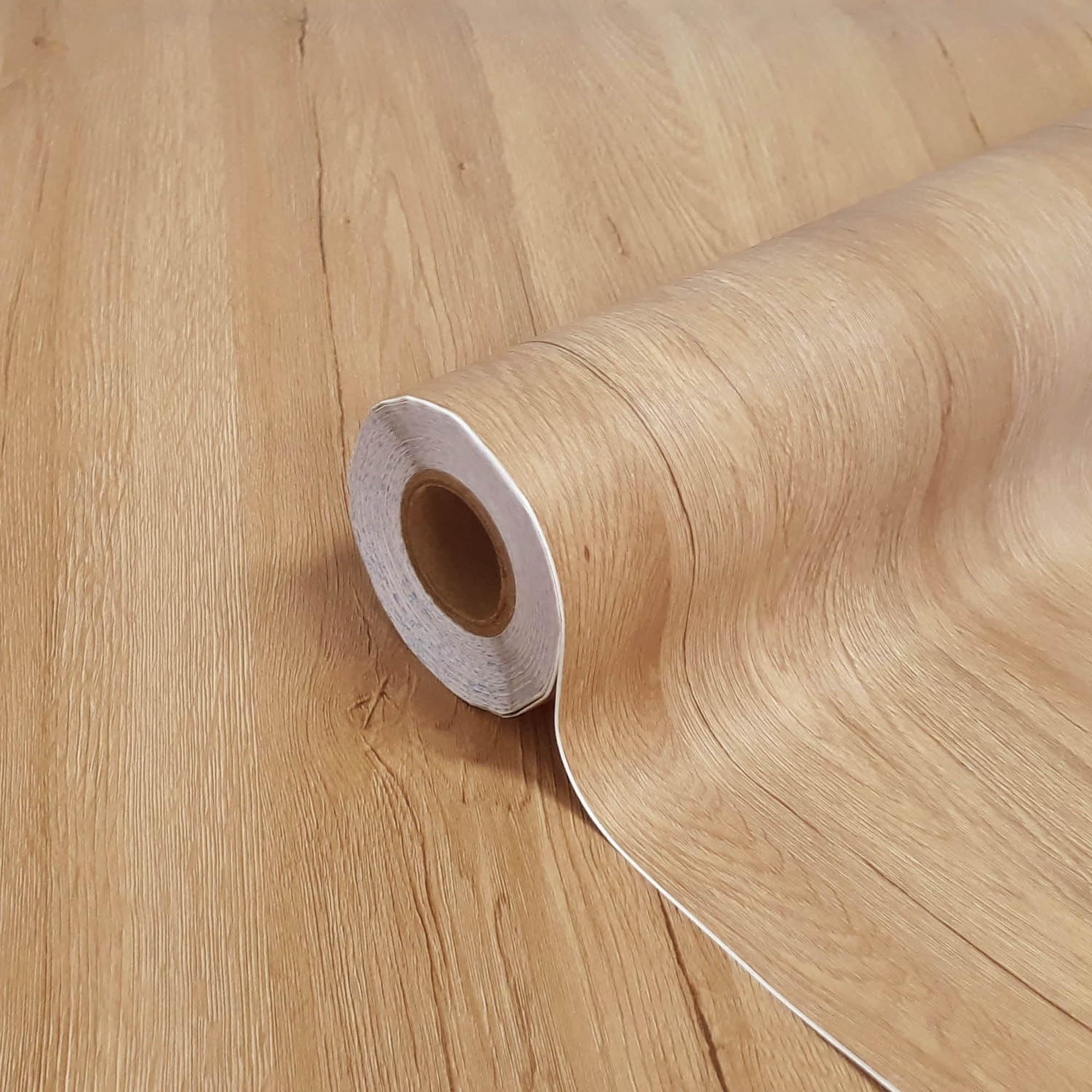 Self-Adhesive Wooden Film Medium Oak - Adhesive Furniture Decorative Film - Door, Kitchen, Cabinet, Table - 90 cm × 210 cm