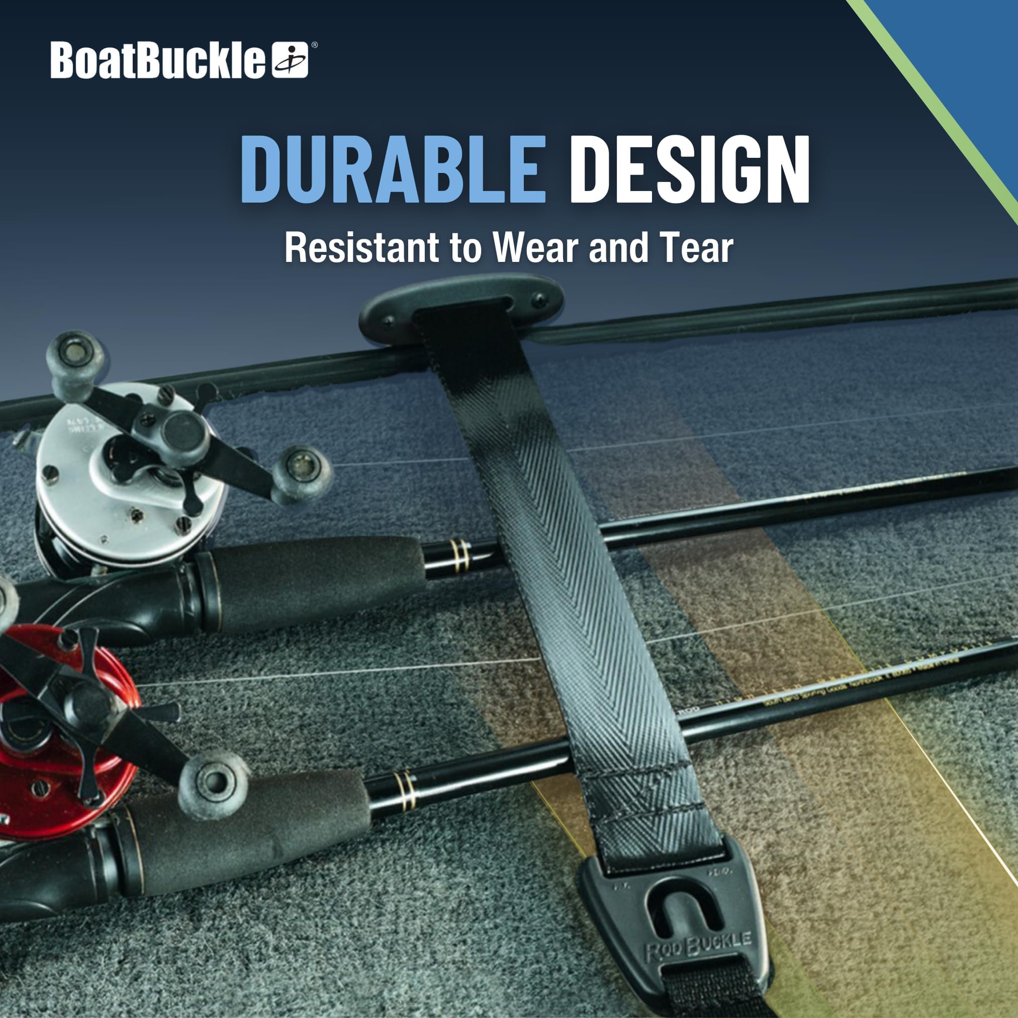 BoatBuckle F14200 Gunwale/Cubierta de Montaje retráctil Rod Tie Down