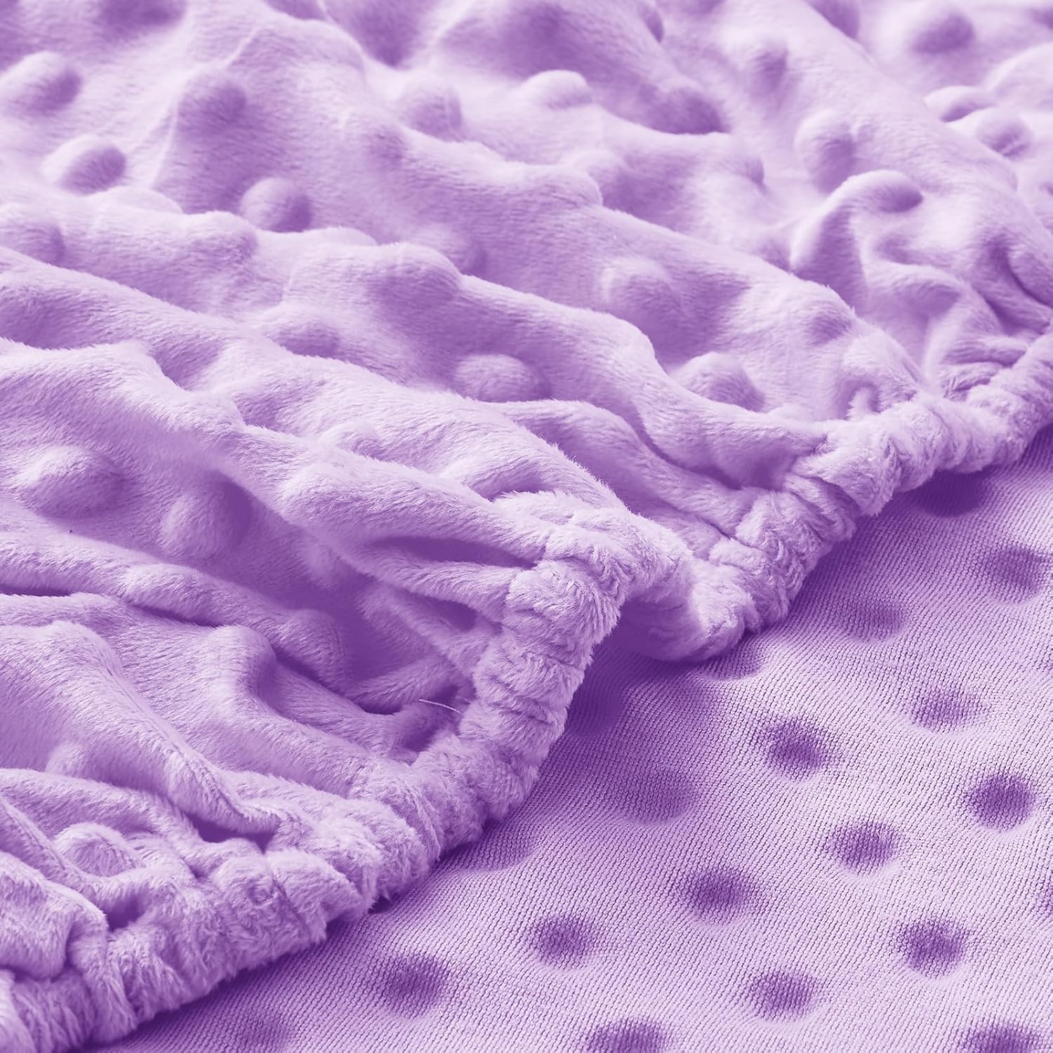 Entisn Baby Crib Sheets 2 Pack, 28 x 52 Inch Minky Dot Fitted Crib Mattress Sheet for Girls, Soft and Warm Fleece Nursery Bedding for Standard Toddler Bed Mattresses (Light Purple)
