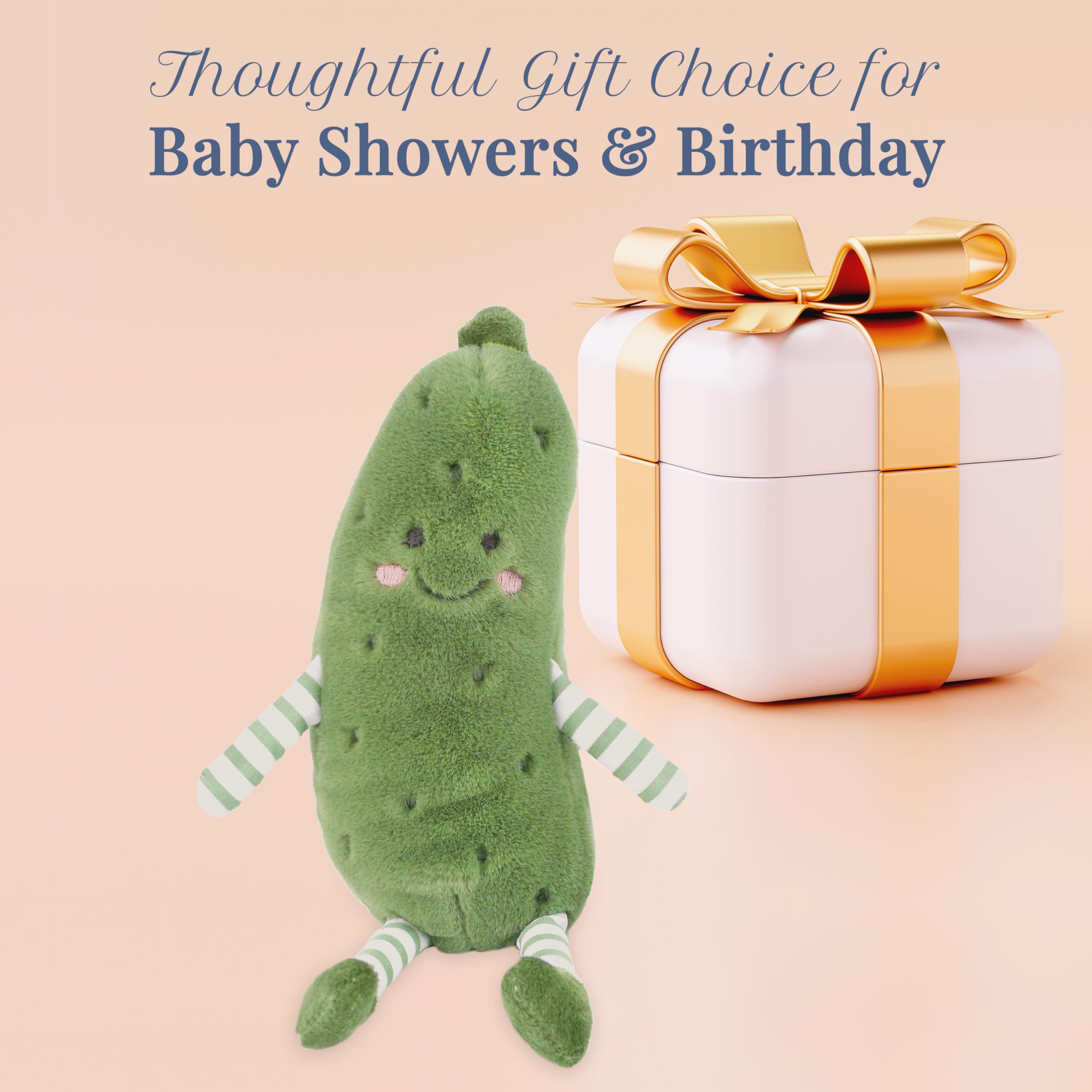 MON AMI Petit Pickle Peluche pour enfants | Cornichon en peluche doux de 22,9 cm avec taches de rousseur brodées et bras rayés | Jouet en peluche amusant pour garçons et filles | Peluche fantaisie