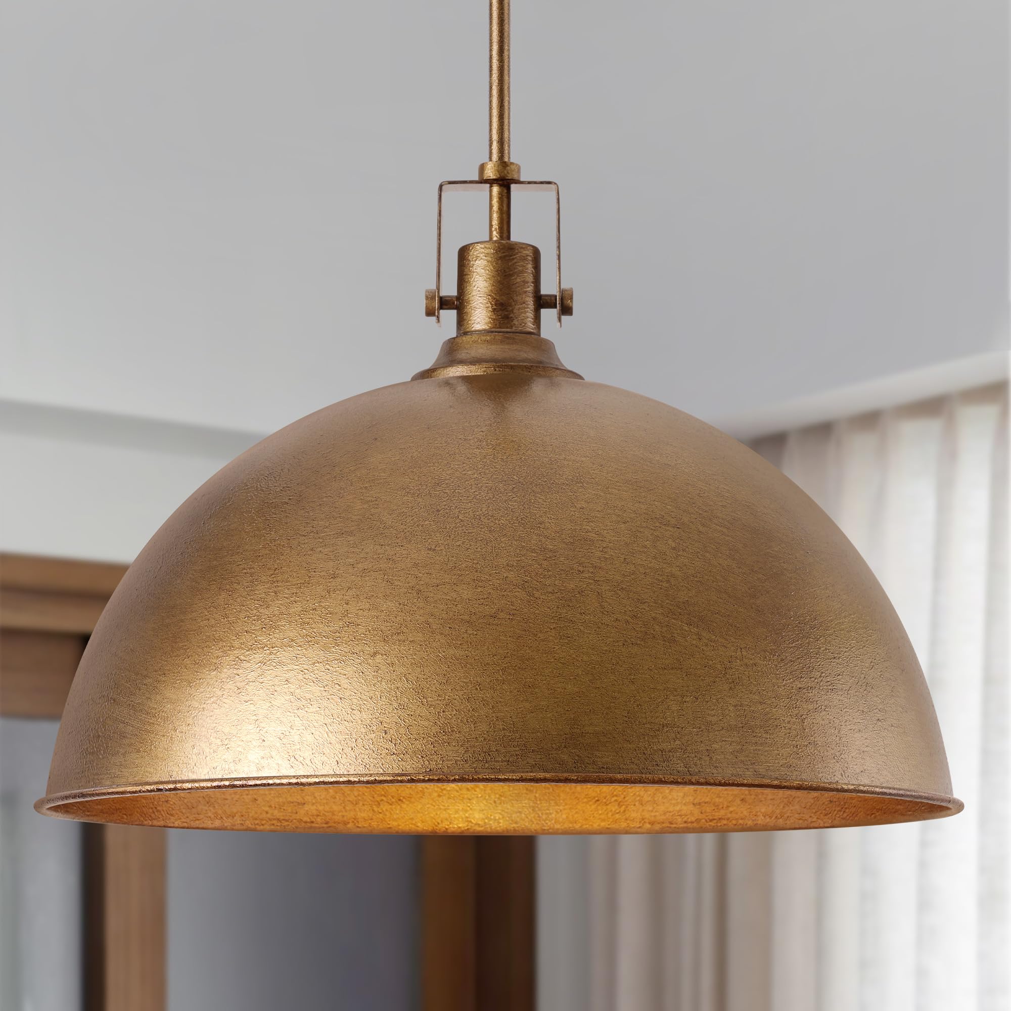 Photo 1 of LamQee 18 Inch Antique Brown Large Pendant Light Kitchen Island, Farmhouse Modern Dome Pendant Light Fixtures Ceiling Hanging Lighting Chandelier for Dining Room Over Table, Bar, Hallway, Entryway