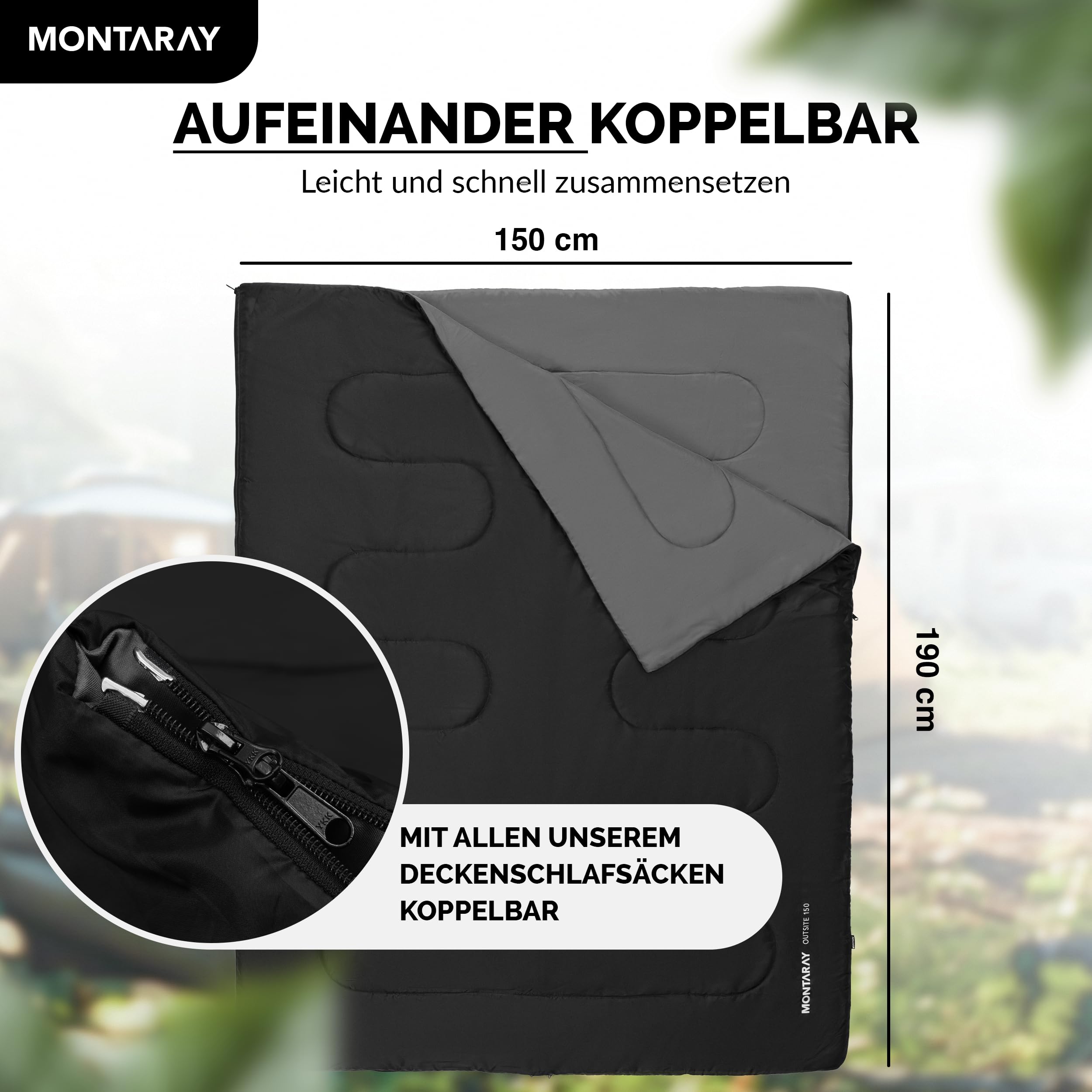 Deckenschlafsack mit Kapuze bis -3°C INKL. Kissen - Outdoor Winter-Schlafsack & Sommer-Schlafsack 3-4 Jahreszeiten (75 x 220 cm) - Hütten-Schlafsack für Damen & Herren (warm)