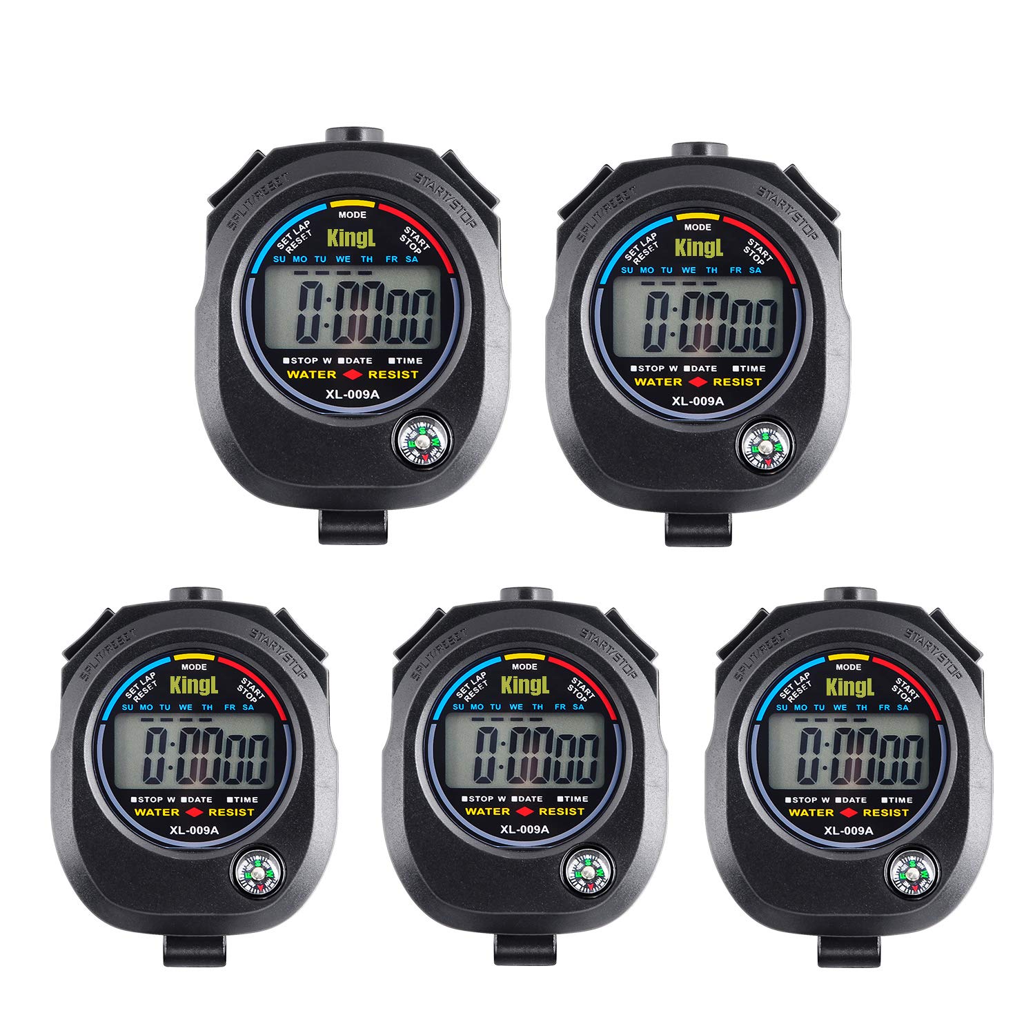 KingL Digital Stopwatch Timer - Interval Timer with Large Display (Stopwatch*5)