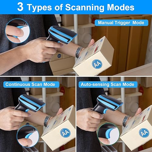 Miniatura 6 de onewscan Escáner de código de barras 2.4GhzWireless Versátil 2 en 1 USB inalámbrico láser 1D lector de código de barras automático Escáner de código