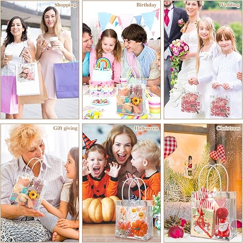 Miniatura 7 de BESARME Paquete de 60 bolsas de regalo transparentes con asa, 6.3 x 5.9 x 2.8 pulgadas, bolsa transparente a granel pequeña bolsa de plástico