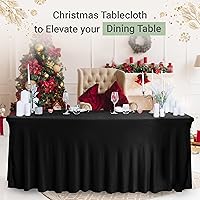 Vista 9 de Falda de mesa para mesas rectangulares de 6 pies – Fundas de mesa de elastano para mesa estándar de 6 pies – Mantel elástico ajustable de una pieza
