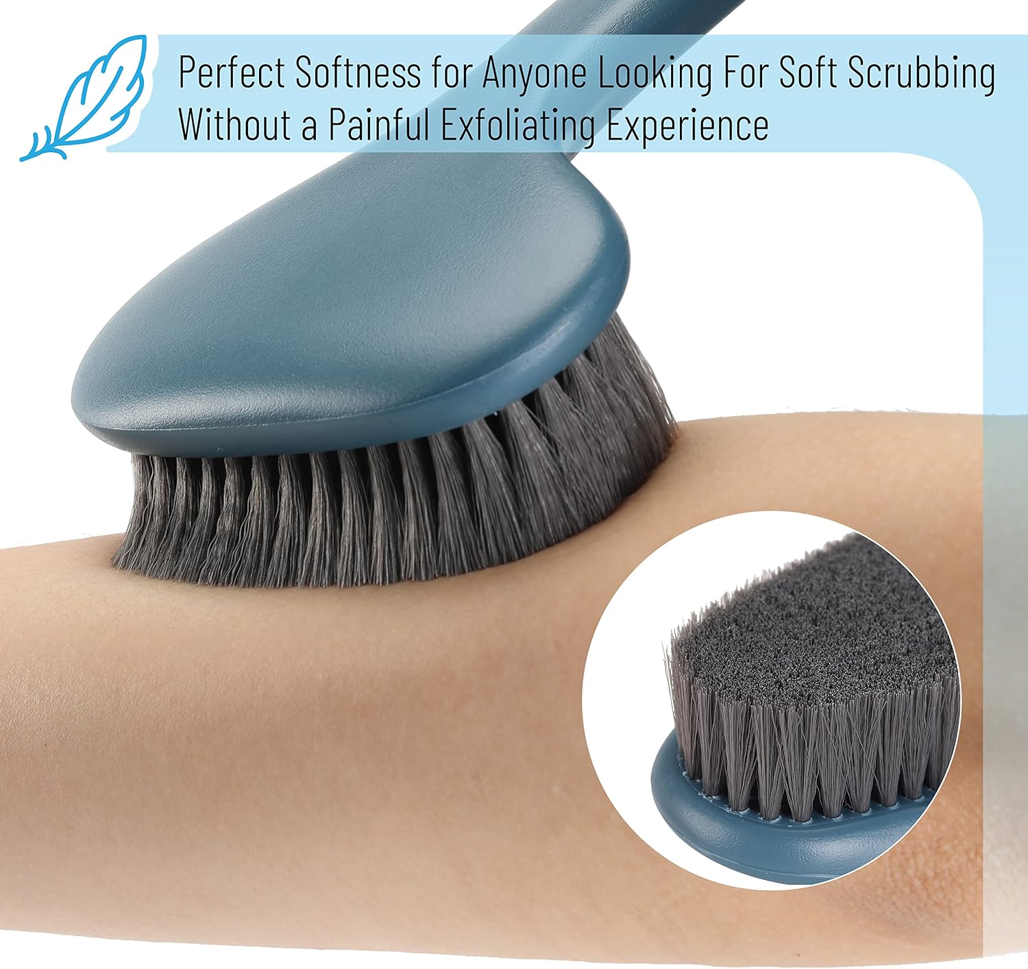 Slick- Back Scrubber for Shower, 14.3”, Back Brush Long Handle for Shower, Back Brush, Back Brushes for Showering, Shower Back Brush, Back Shower Scrubber, Bath Back Brush Long Handle for Shower
