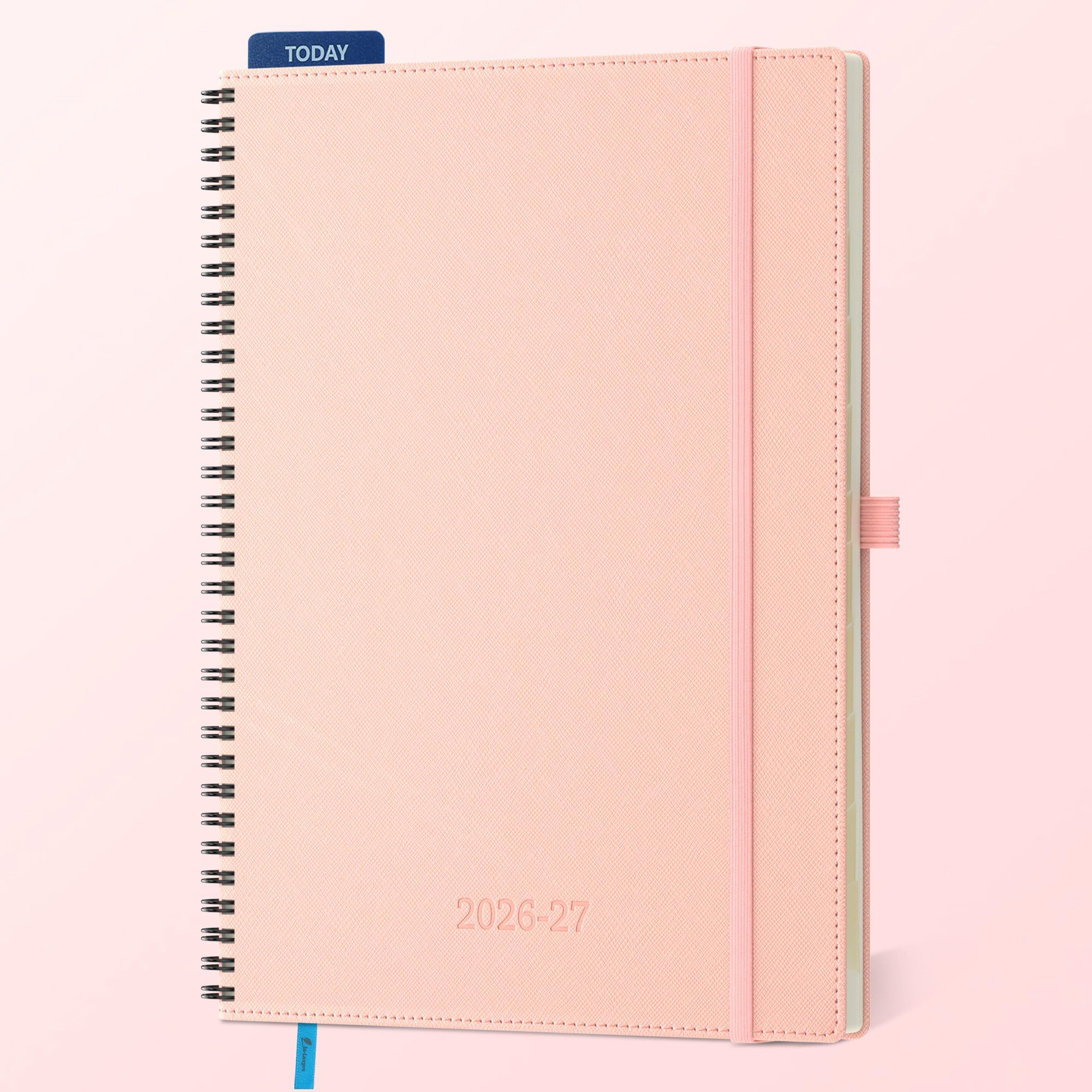 IN-LUXPRO Academic Diary 2026-2027: A4 Week to View (29x21.5 cm) 18 Months(Jul'26 - Dec'27) Spiral Weekly & Monthly Planner with Month Tabs & Inner Pocket, Expenses/Note Pages, PU Leather Pink