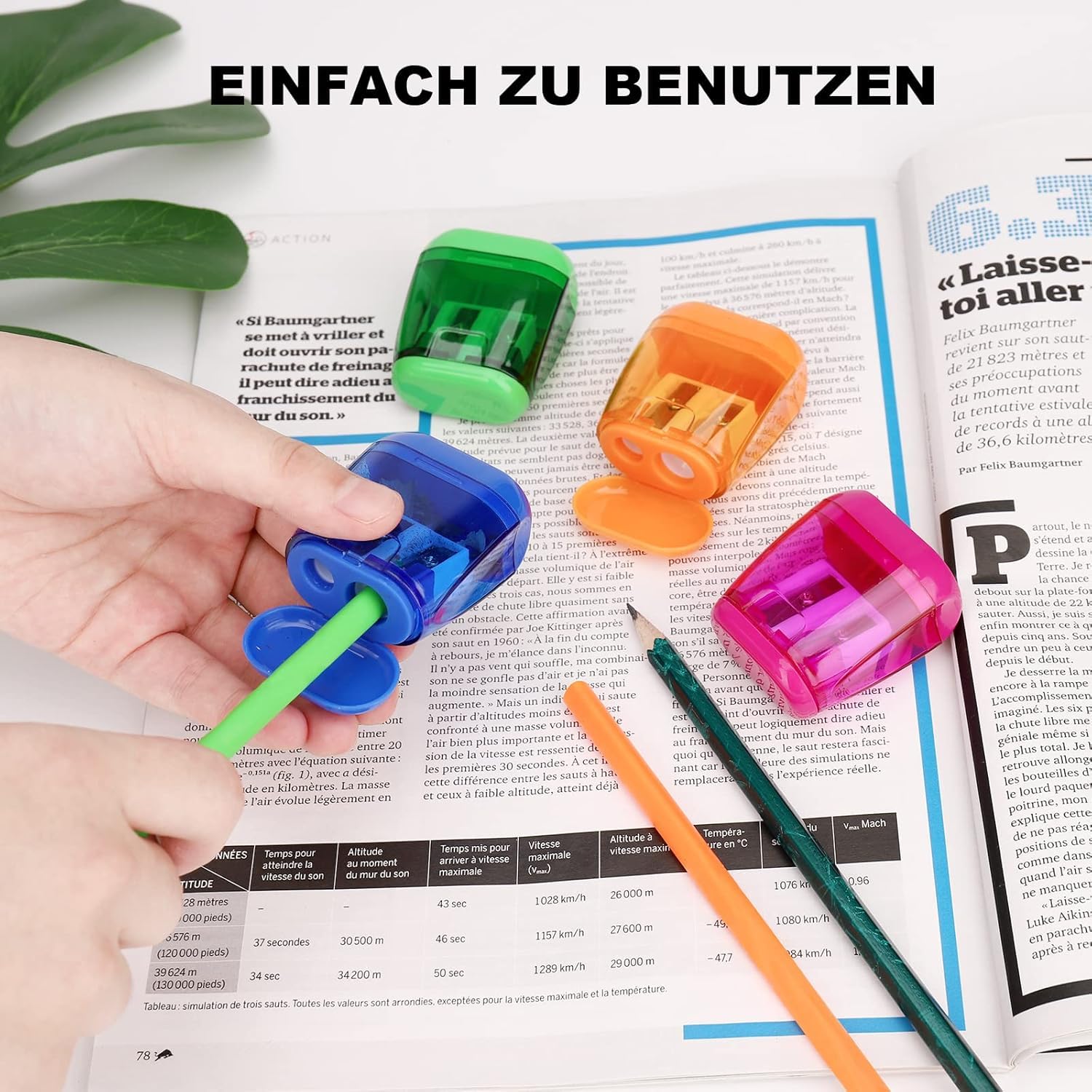 Catelves Anspitzer mit Behälter 4 Stück, Doppelspitzer Bleistiftspitzer mit 2 Löchern, Spitzer für Buntstifte, Farbstifte, Wachsmalstifte, Schule, Büro, Federmäppchen, Bunt, Klein und Tragbar