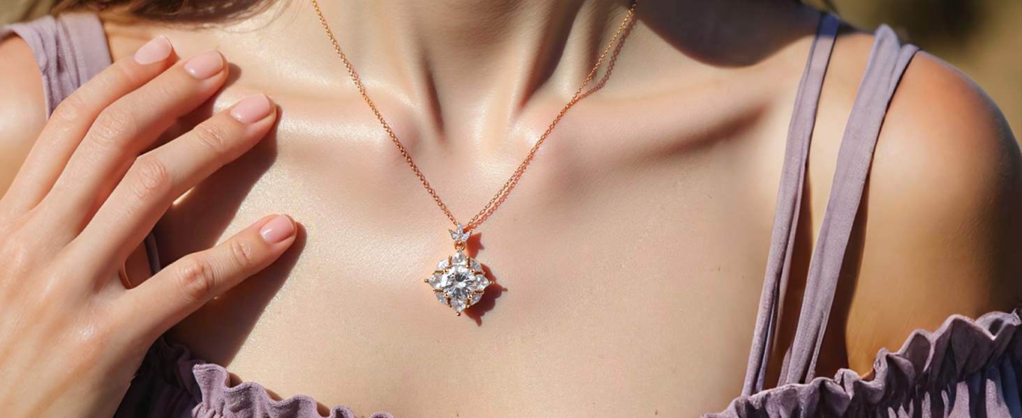 Collana Donna Argent 925 con Ciondolo Diamante,Collana Placcata Argento Elegante,Gioielli Semplici e Raffinati,Regali per Ragazze e Signore, Gioielli da Collo in Argent per Occasioni Speciali (45cm