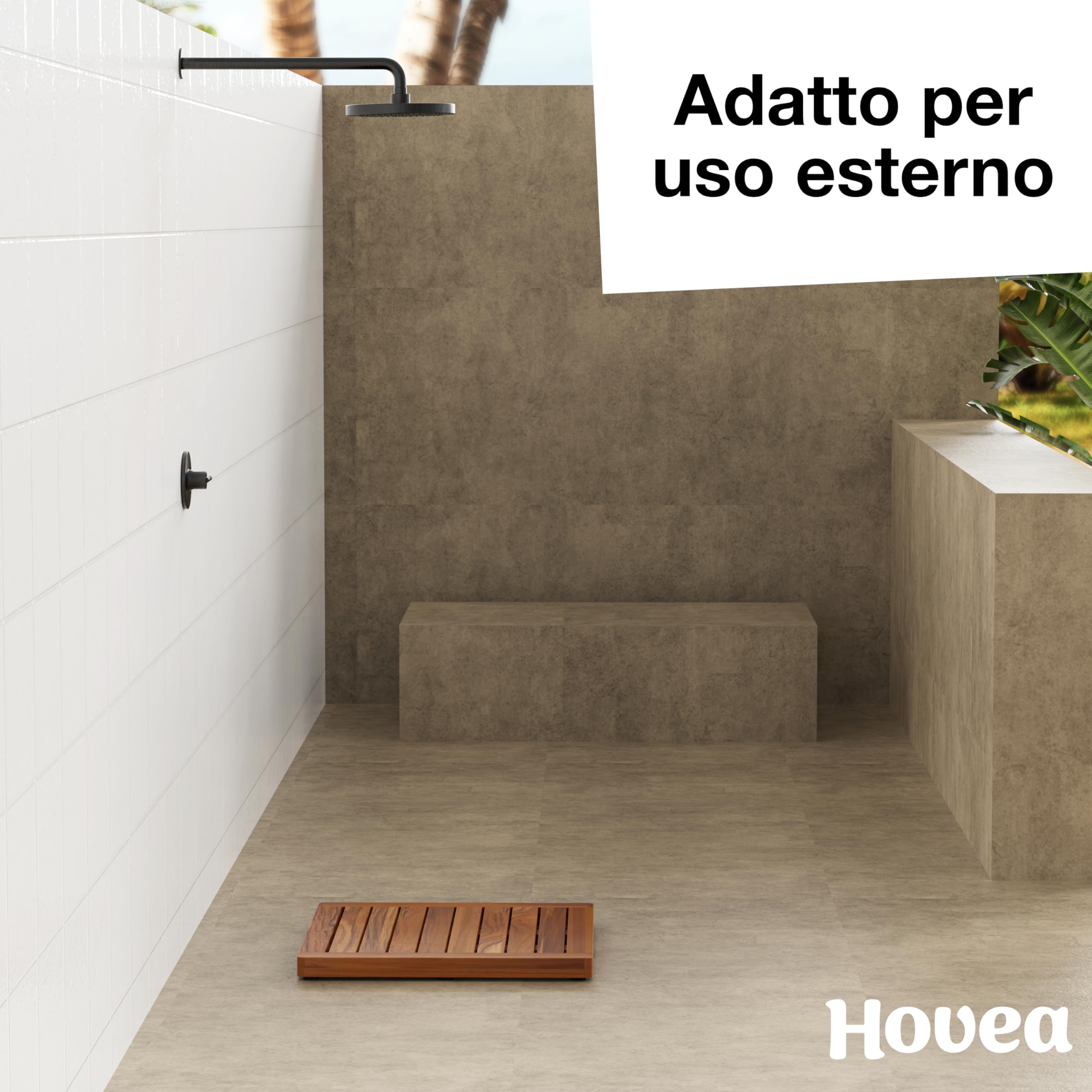 Pedana Doccia in Legno 50 x 50 cm - Legno di Teak - Resistente all'Umidità, Antimuffa e Antiscivolo - Tappeto da Bagno Quadrato - Interno & Esterno - Tappetino Doccia - CB5050